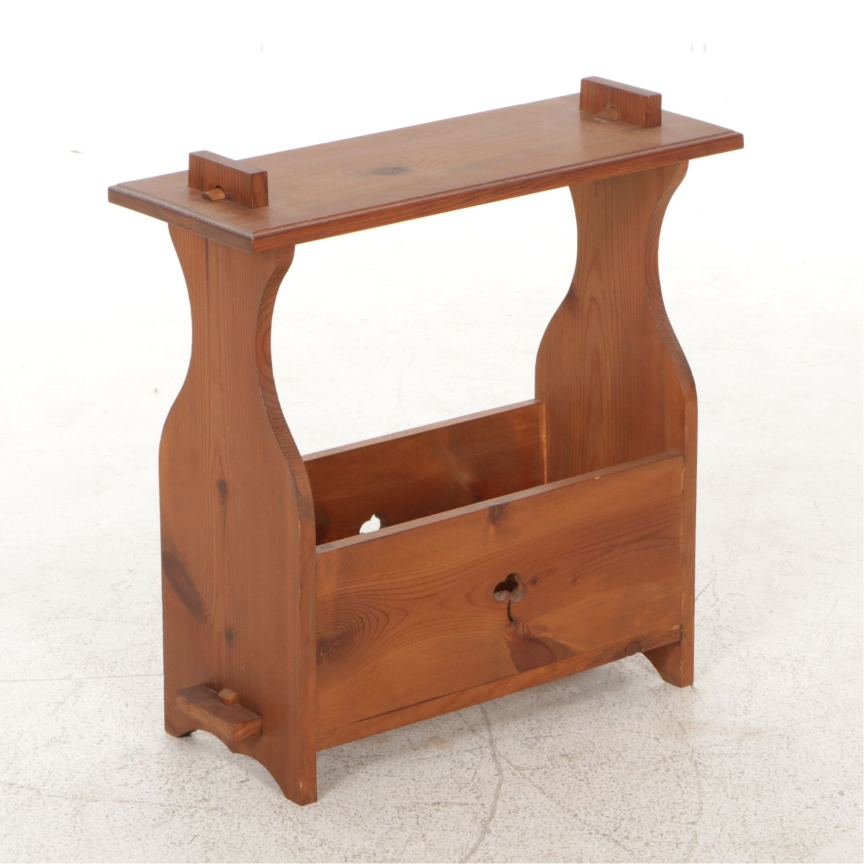 American Primitive Signed Bench-Made Pine Magazine Rack, Late 20th Century