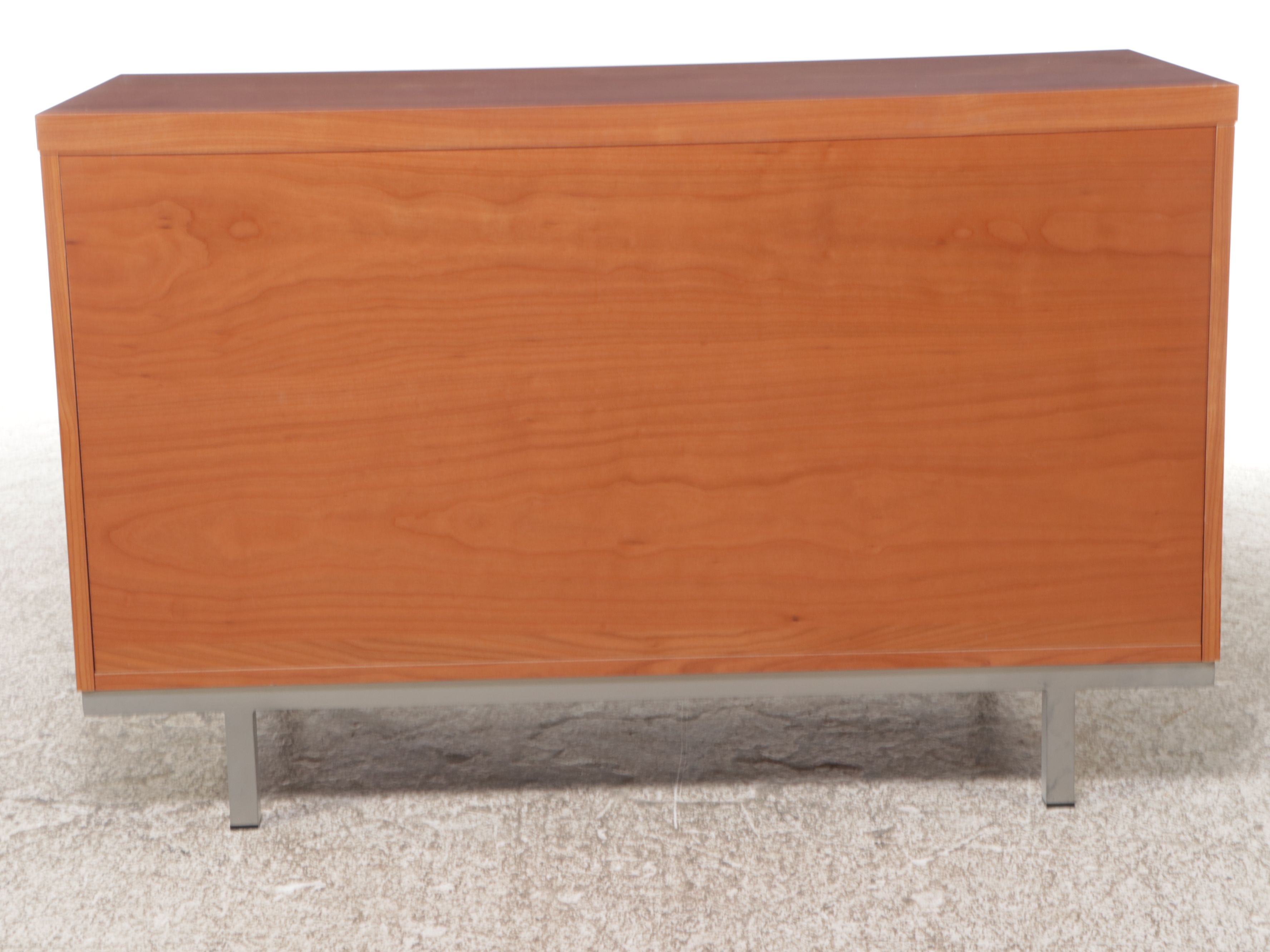 Contemporary Wooden and Chromed Metal Front Cabinet