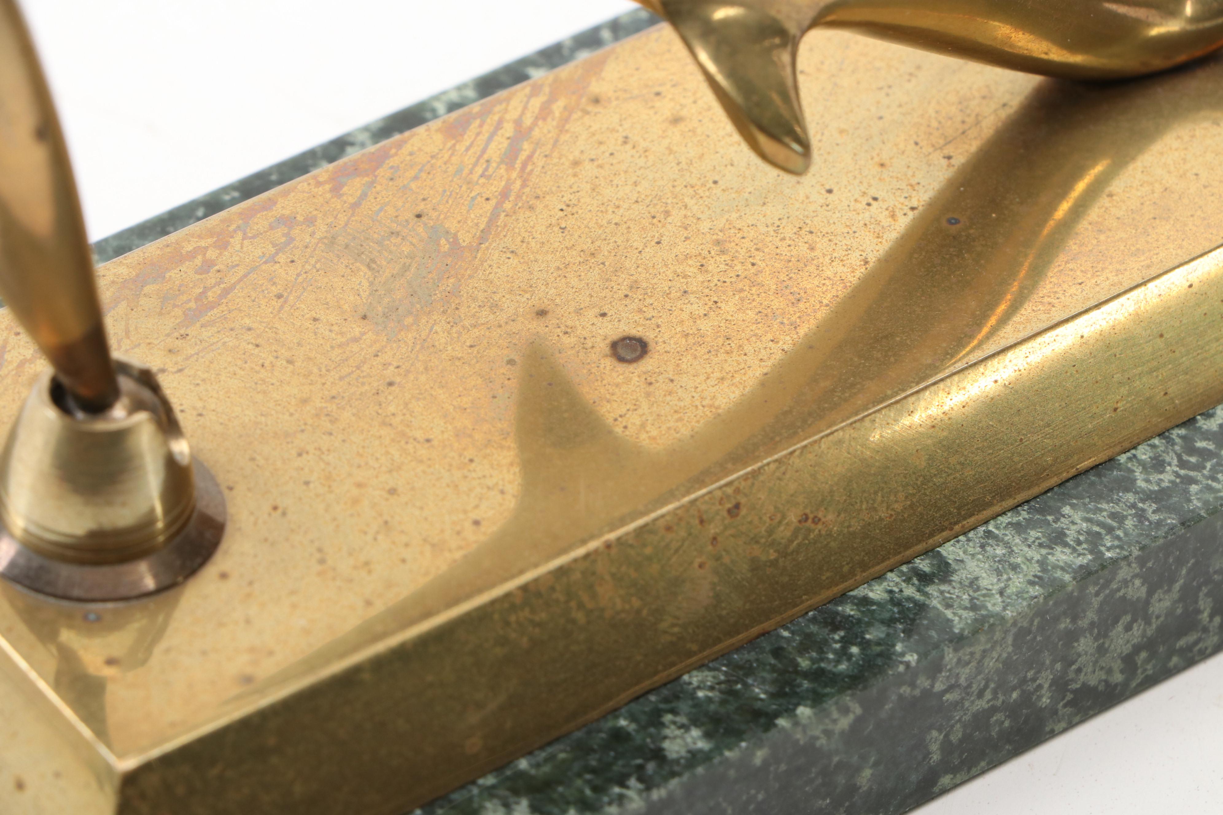 Waterman Paris Ballpoint Pen with Brass on Marble Dolphin Pen Holder