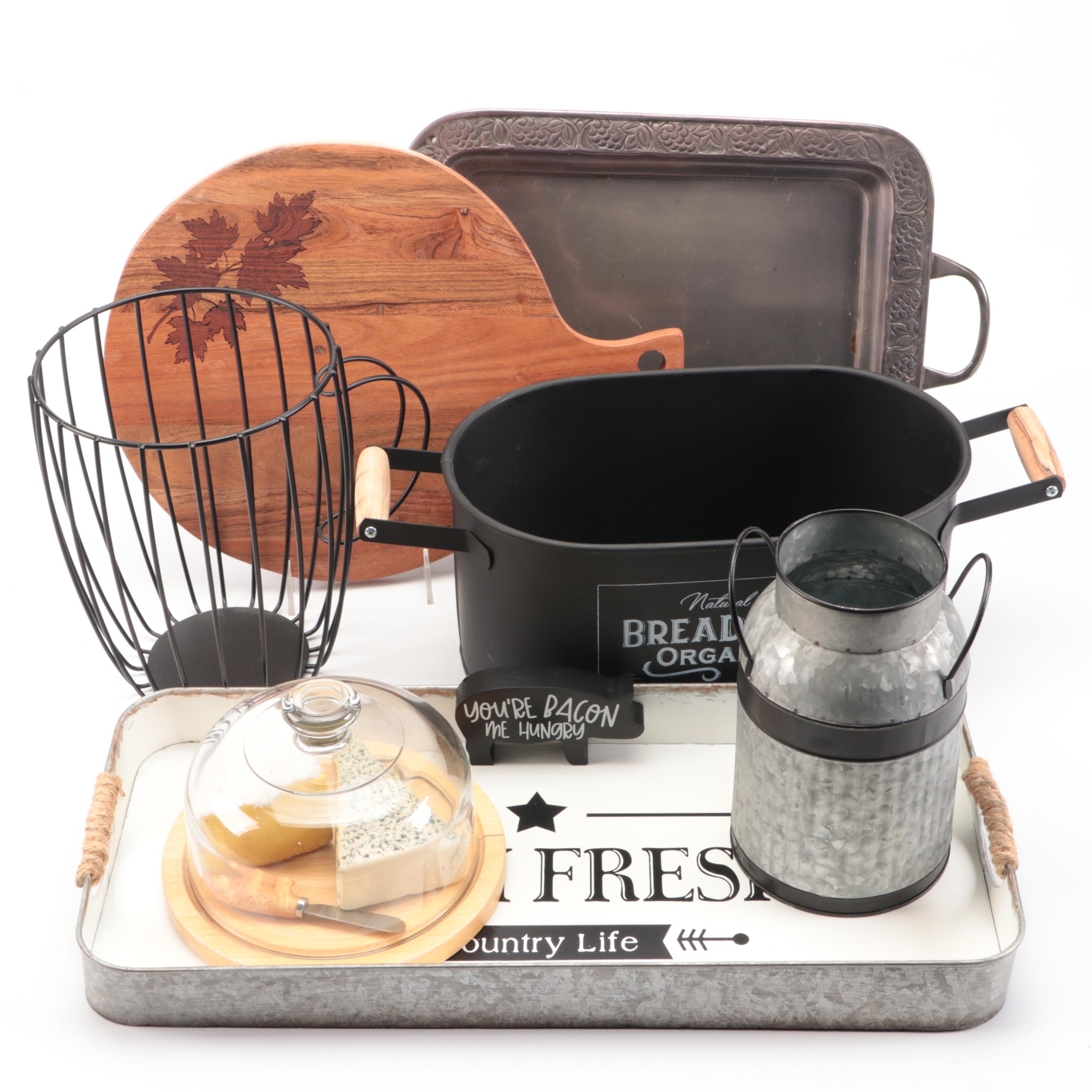 Pottery Barn "Vintage Vine" Tray with Other Farmhouse Themed Decor