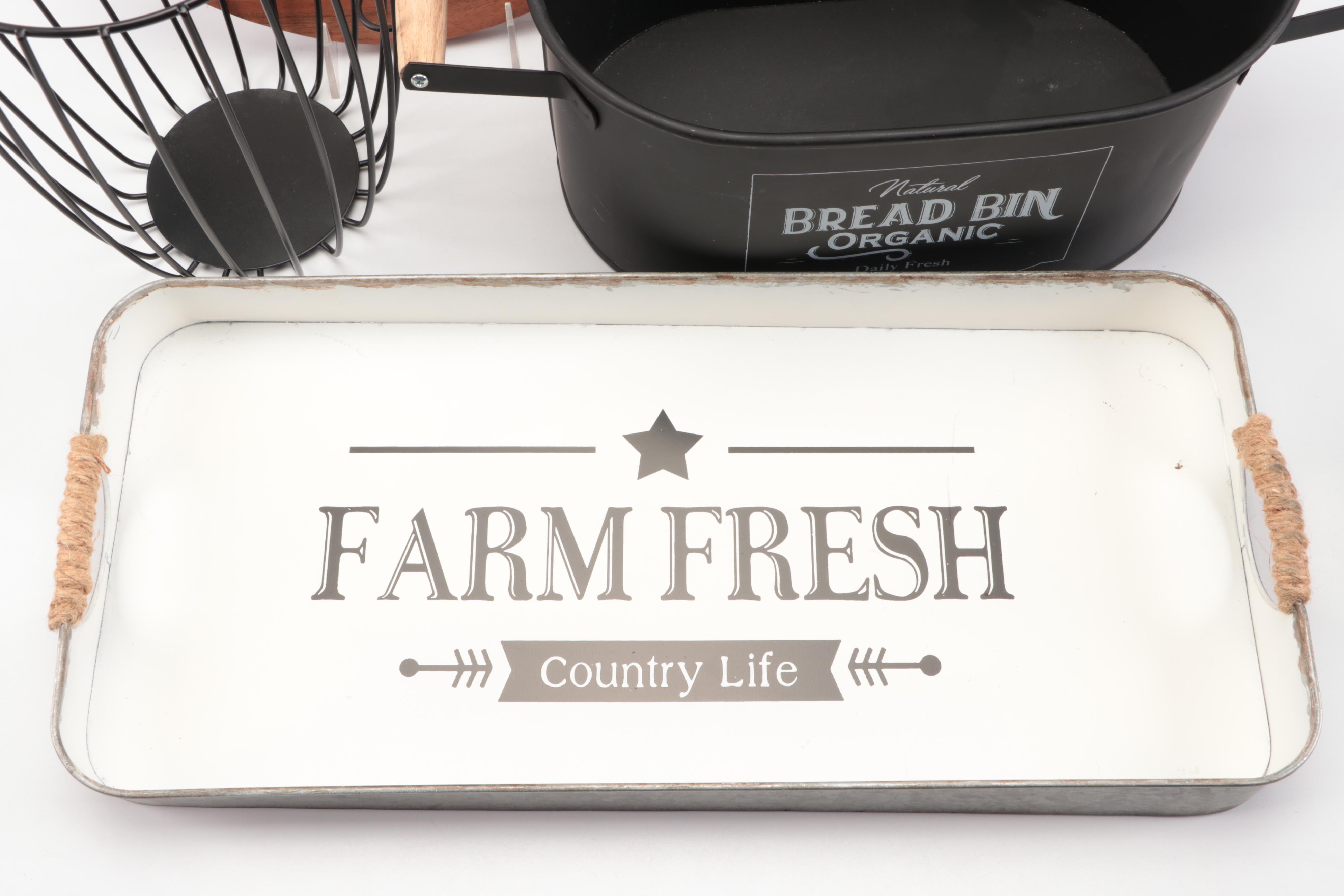 Pottery Barn "Vintage Vine" Tray with Other Farmhouse Themed Decor