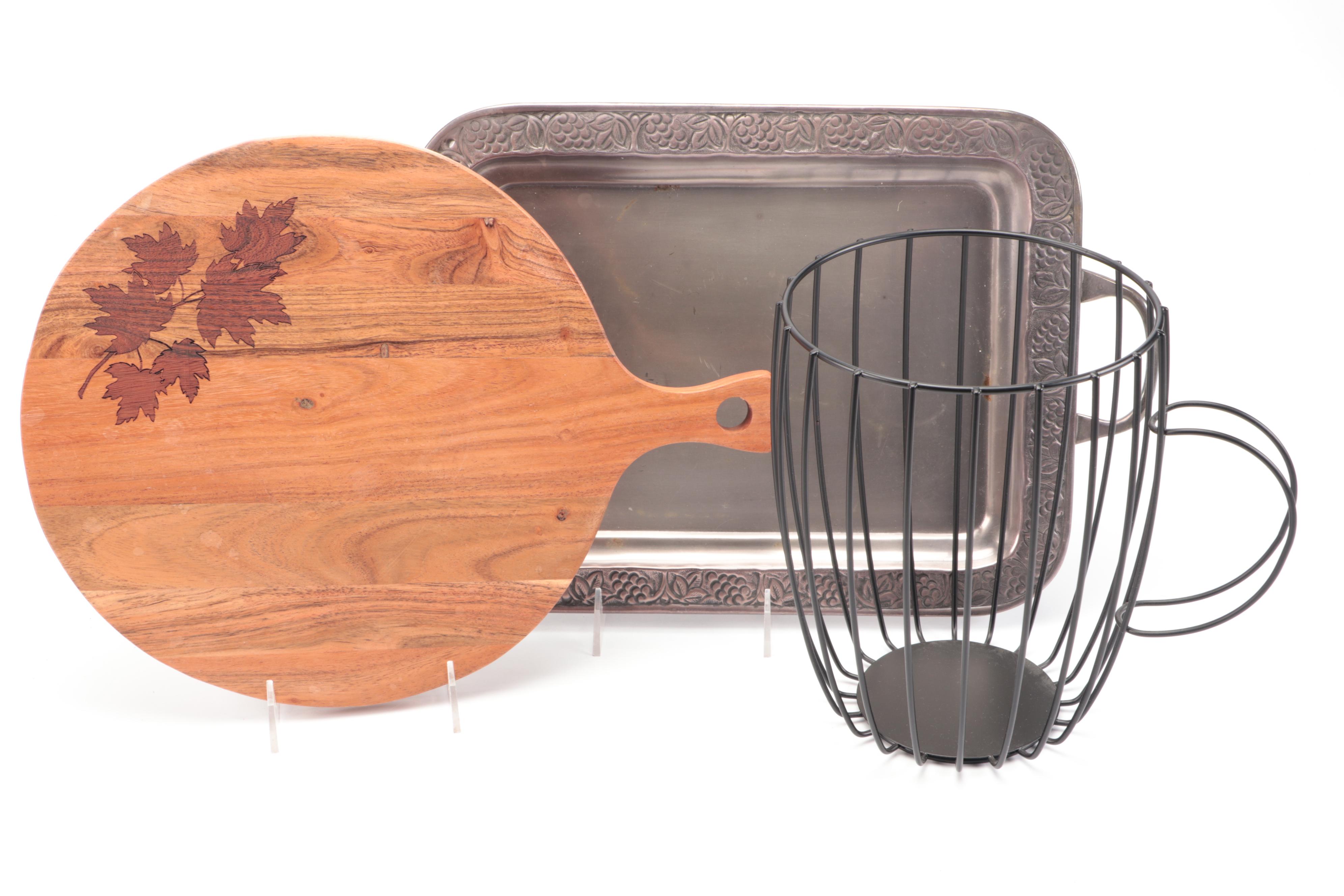 Pottery Barn "Vintage Vine" Tray with Other Farmhouse Themed Decor