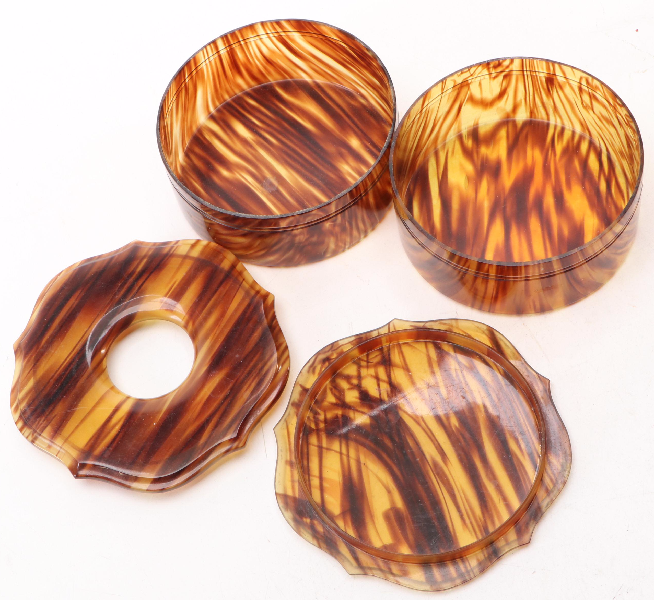 Tortoise Shell Celluloid Vanity Set with Manicure Tools, Early/Mid 20th C.