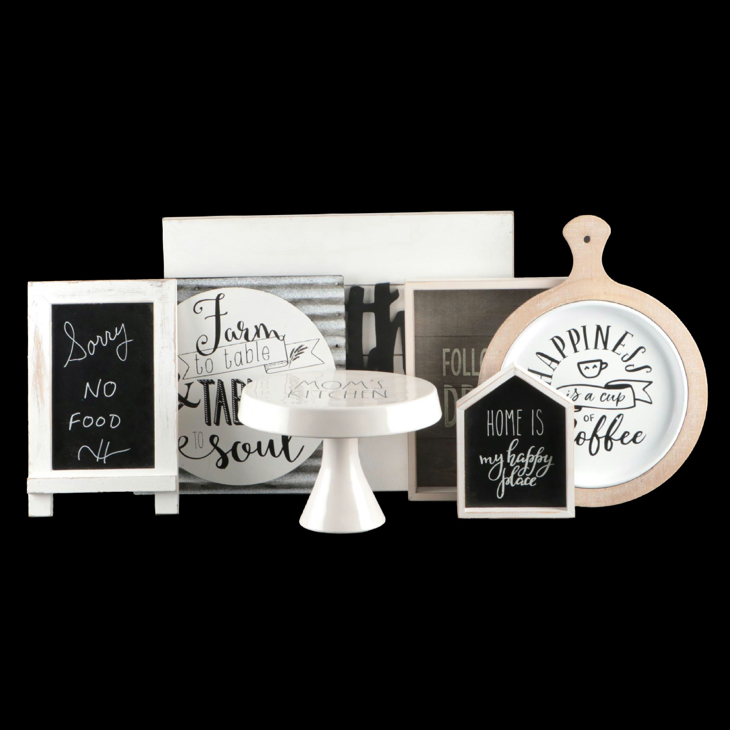 Rae Dunn Ceramic Cake Stand with Farmhouse Wall and Kitchen Décor