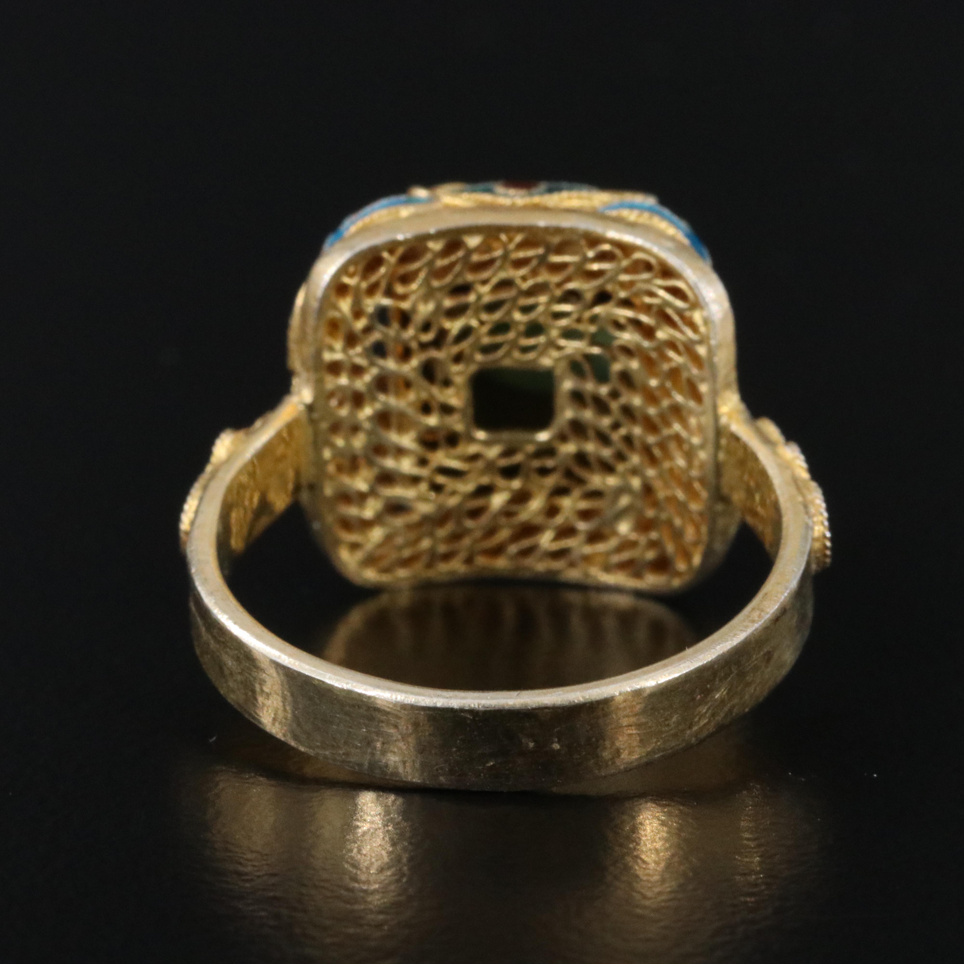 Chinese Export Turquoise, Enamel and Lapis Lazuli Jewelry Featuring Sterling