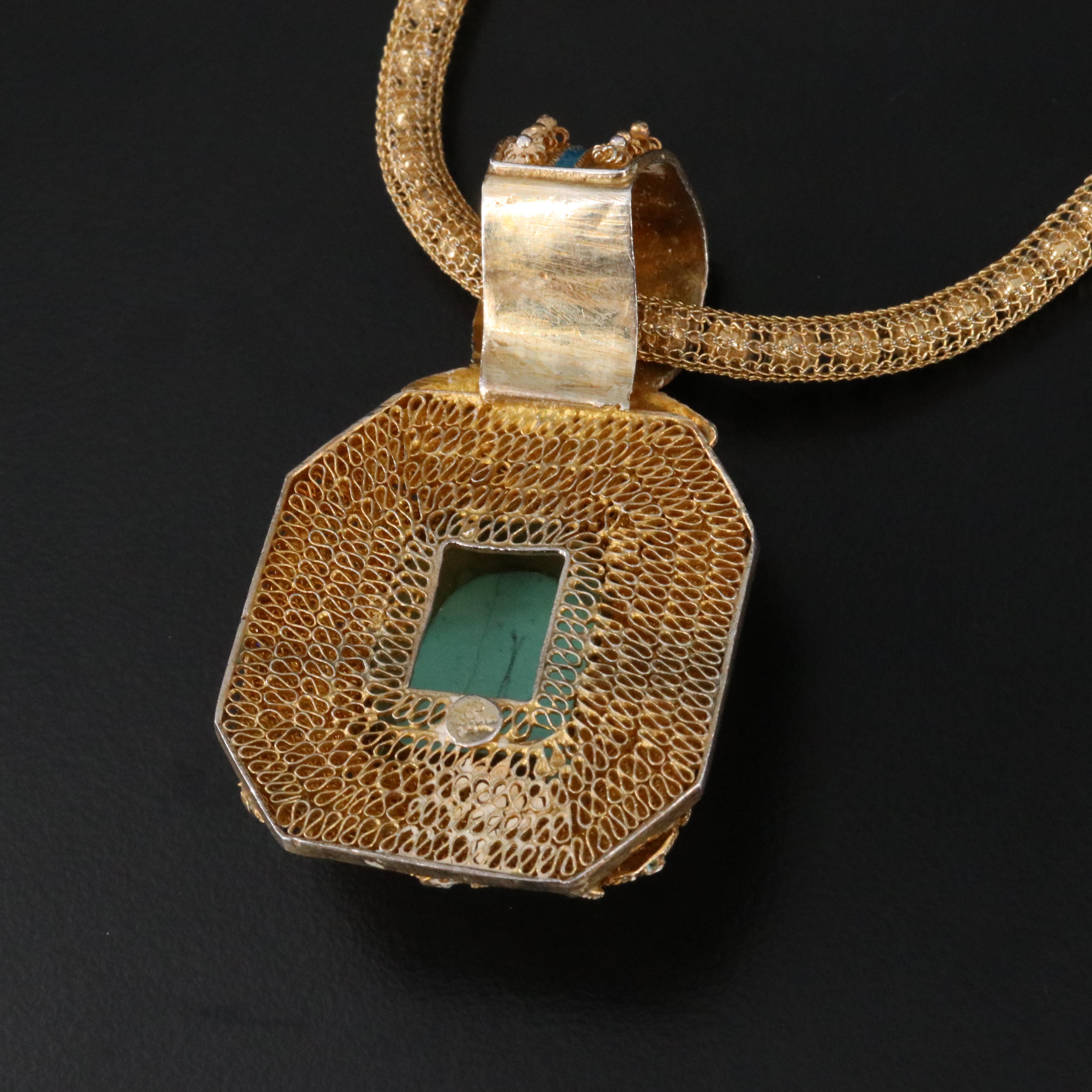 Chinese Export Turquoise, Enamel and Lapis Lazuli Jewelry Featuring Sterling