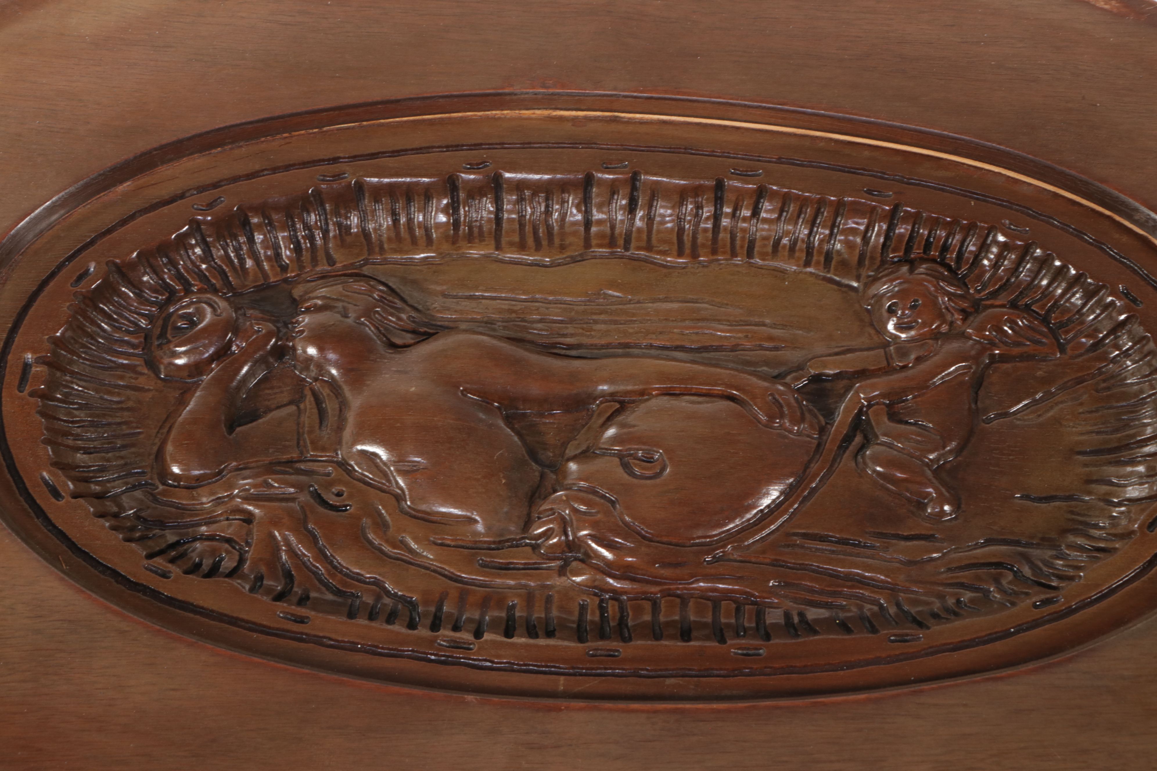 Victorian Style Carved Beech Tray Table, Mid-20th Century