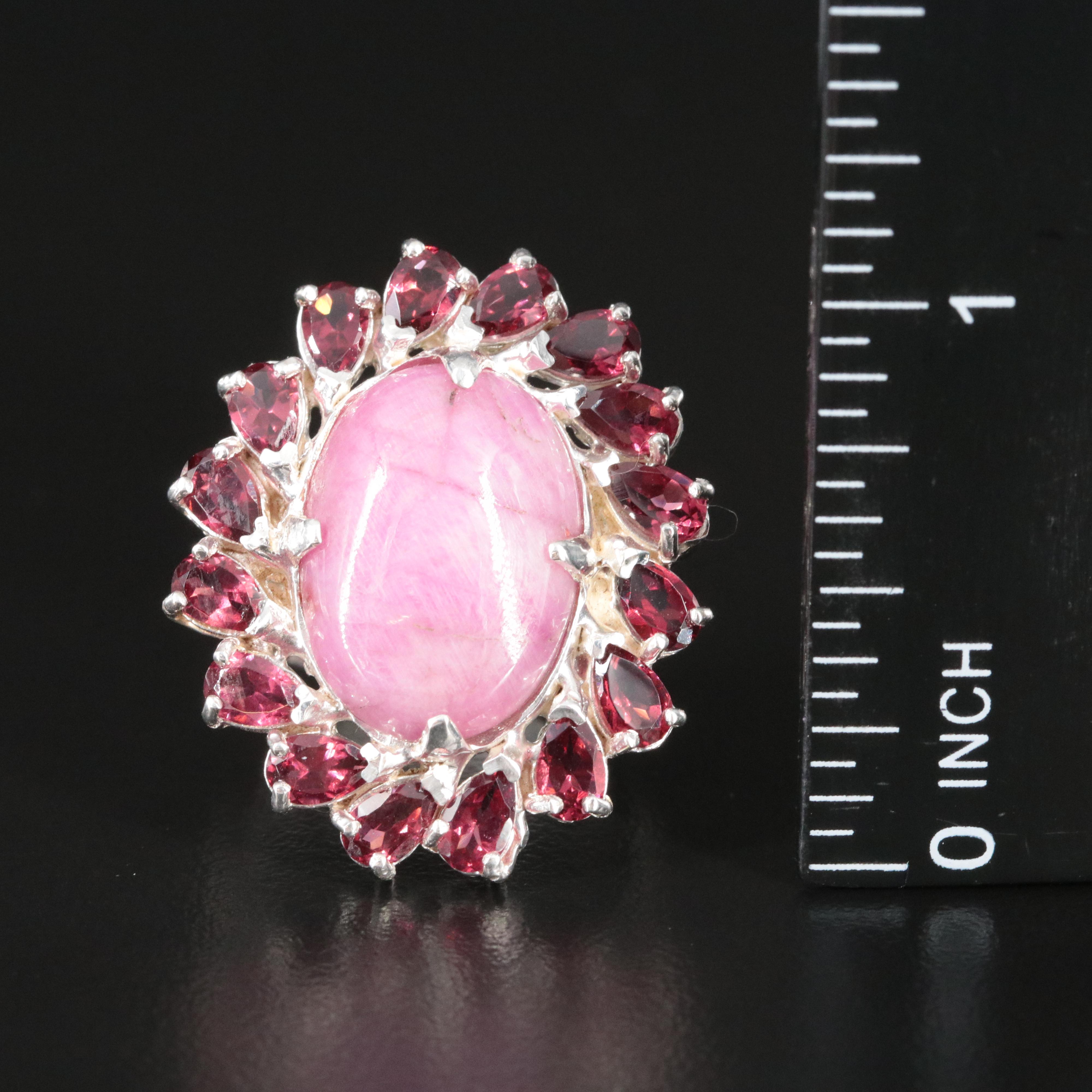 Sterling Filled Corundum and Garnet Ring