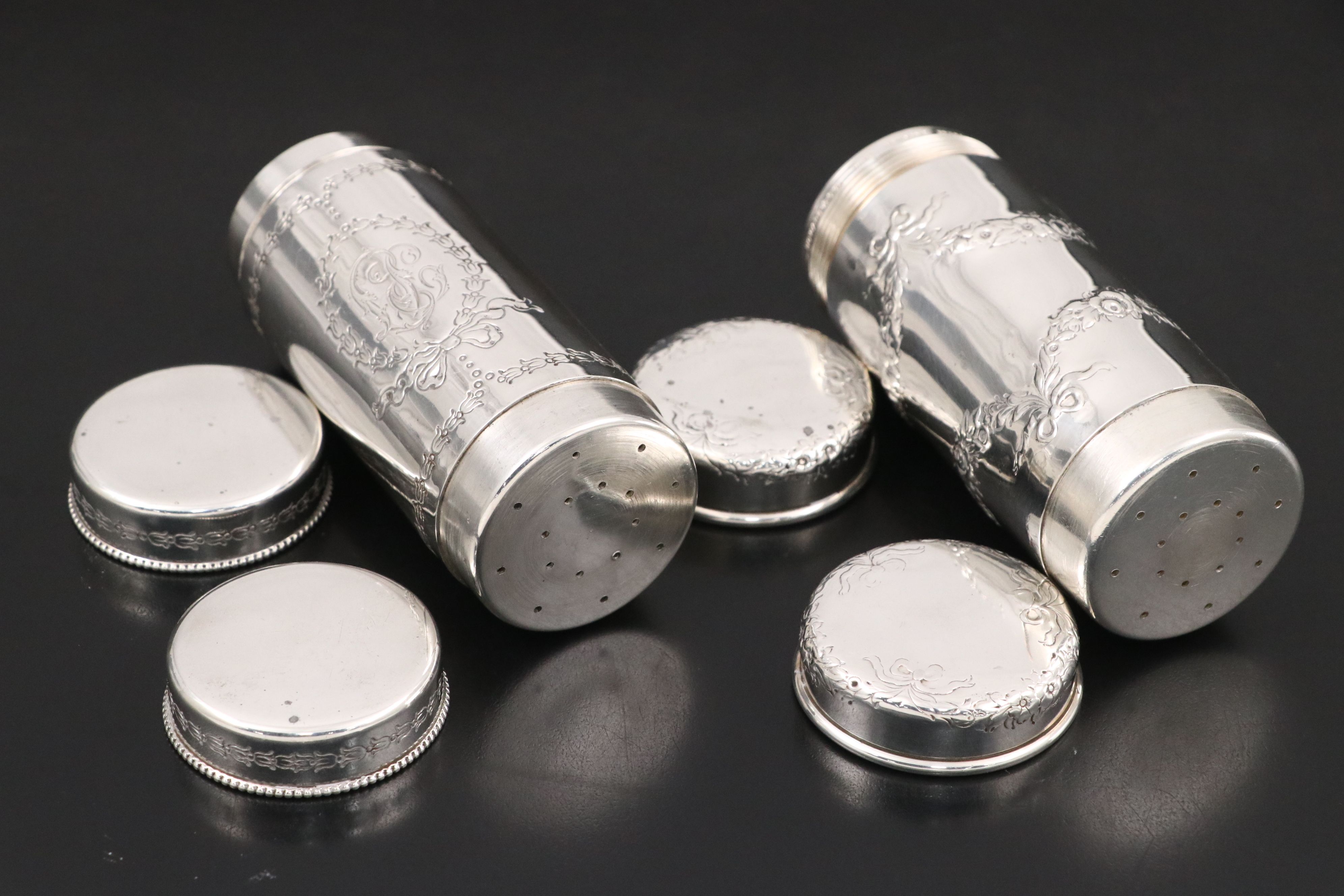 Howard & Co. Sterling Silver Repoussé Shaker Set