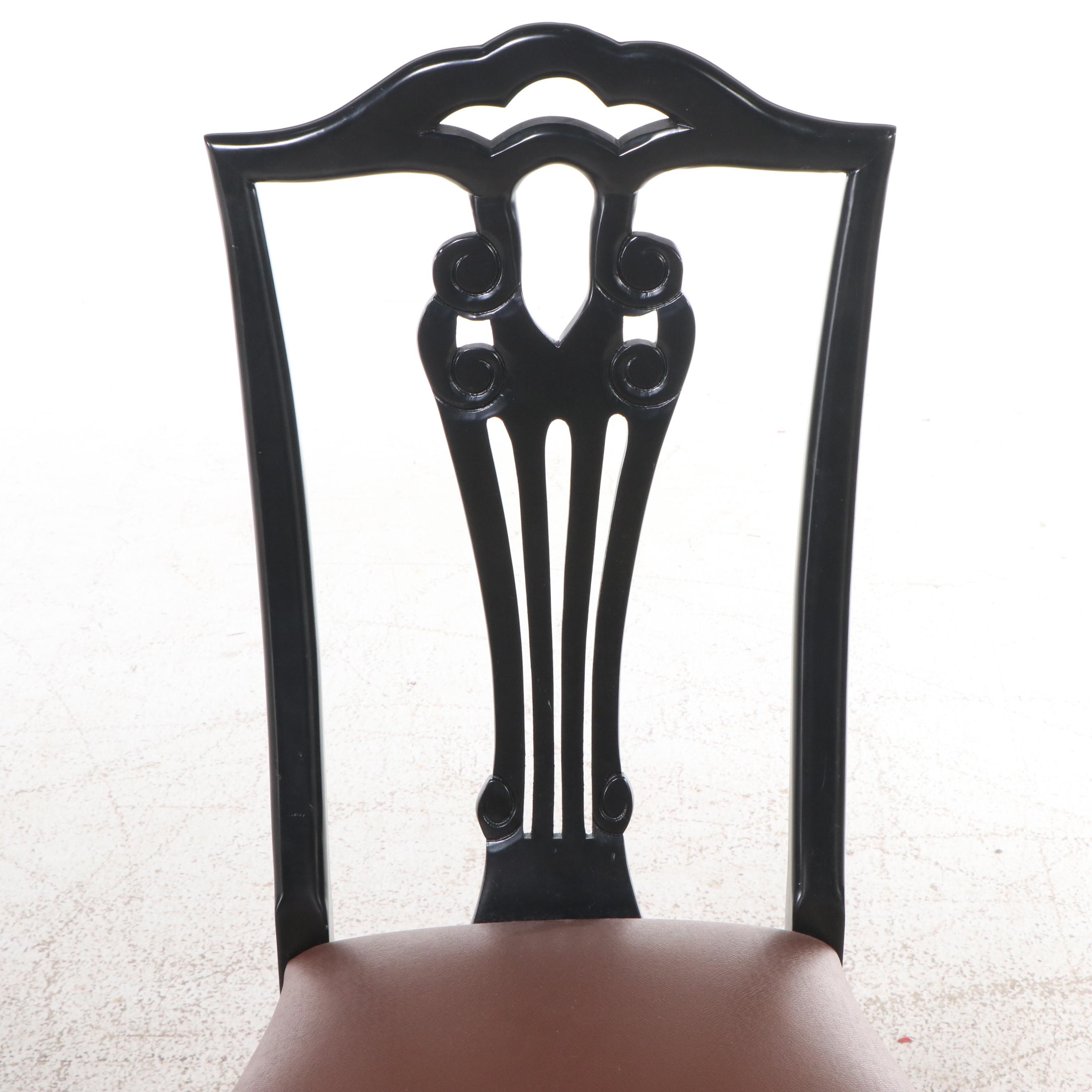 Chippendale Style Ebonized Wood Side Chair
