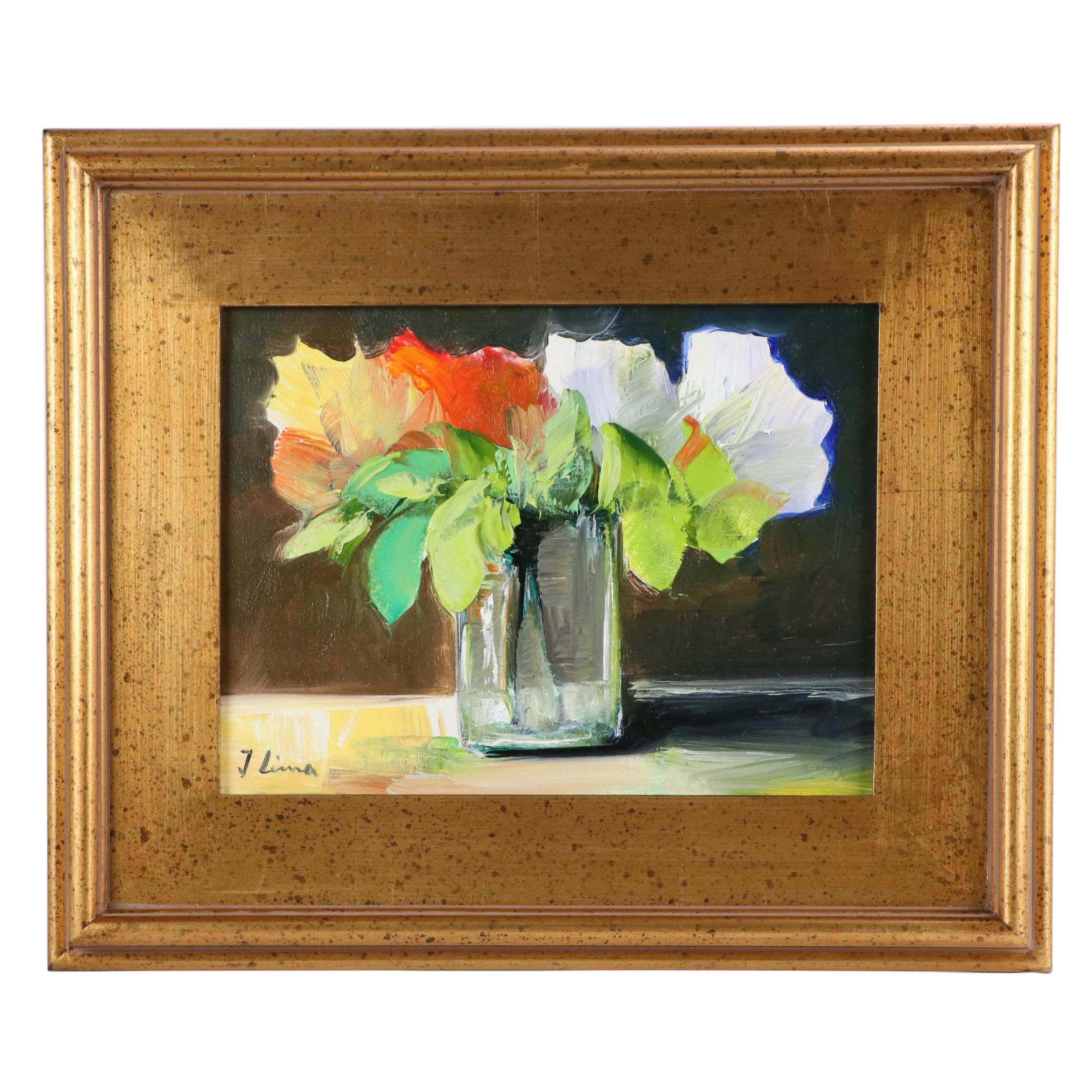 José M. Lima Floral Still Life Oil Painting, 2024