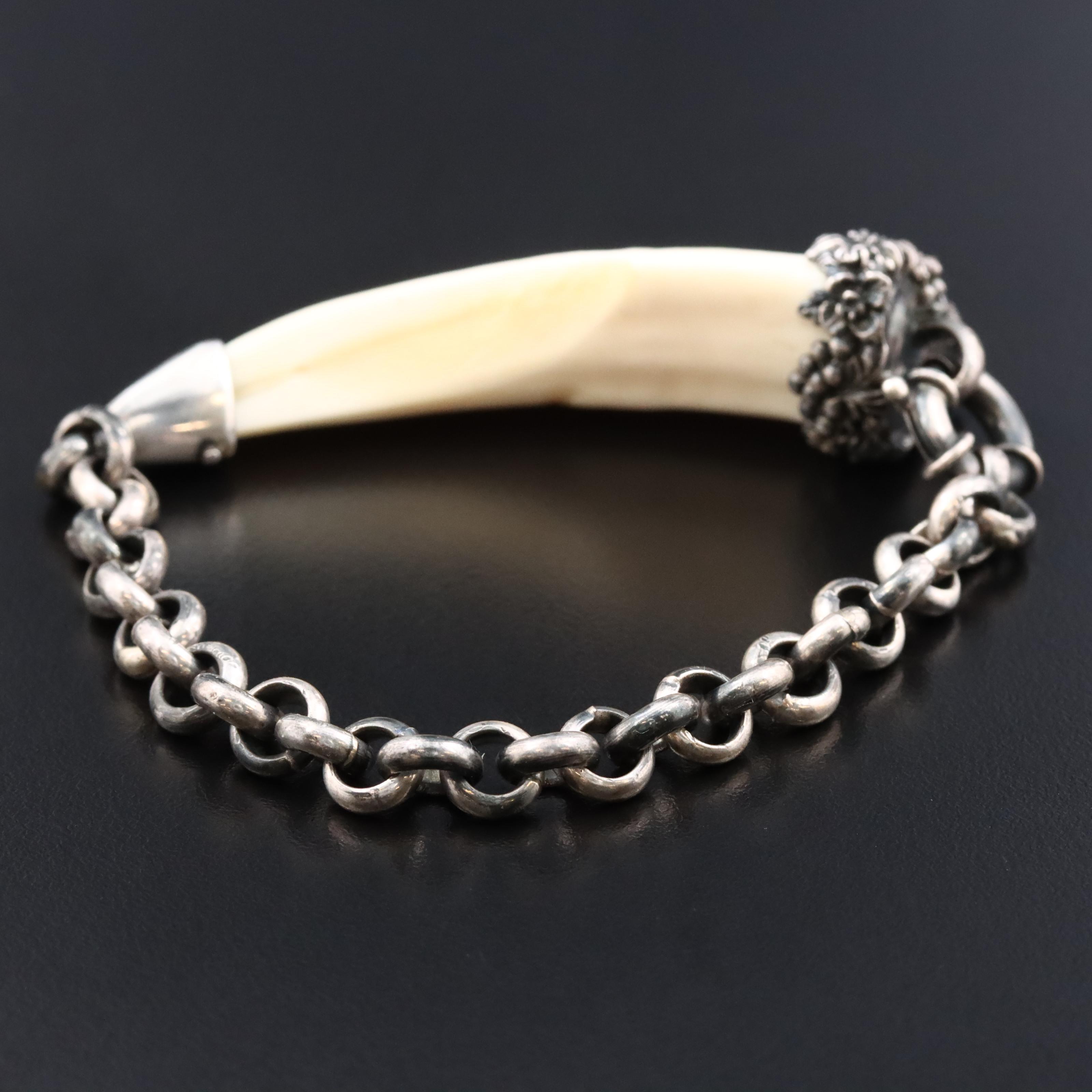 Ugo Cacciatori Sterling Tusk Bracelet