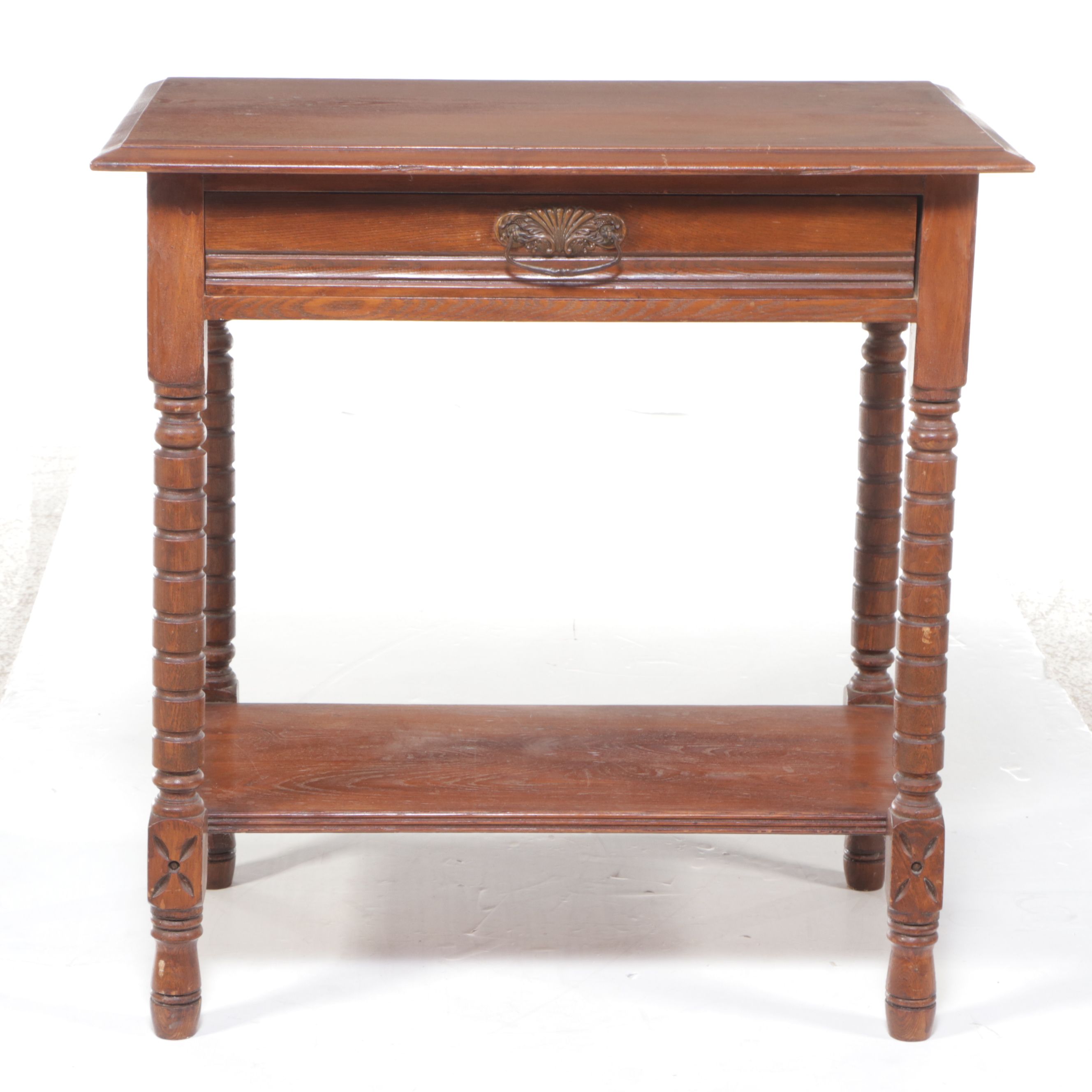 Late Victorian Wooden Single Drawer Side Table, Late 19th/ Early 20th Century