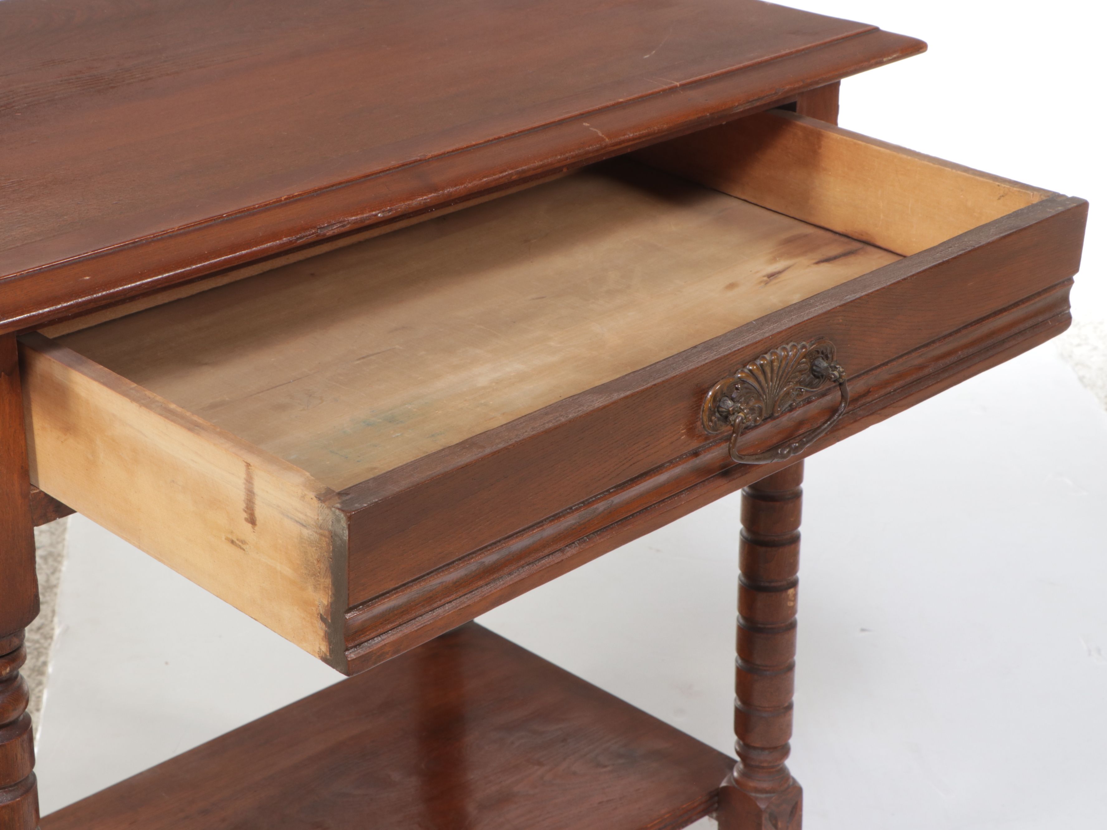 Late Victorian Wooden Single Drawer Side Table, Late 19th/ Early 20th Century