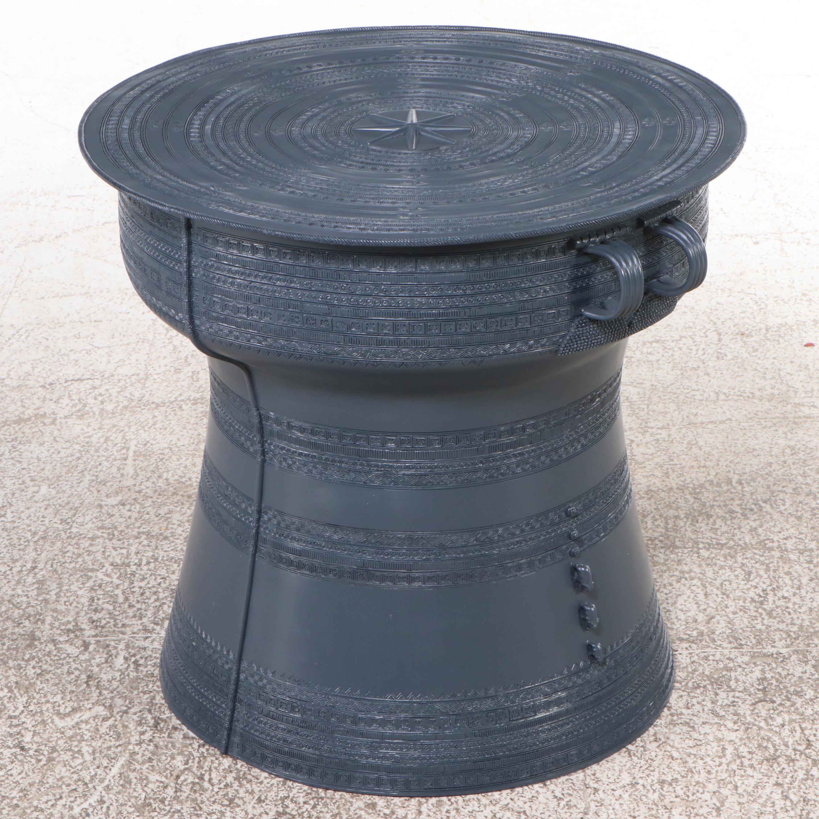Thai Style Embossed Metal Rain Drum Table