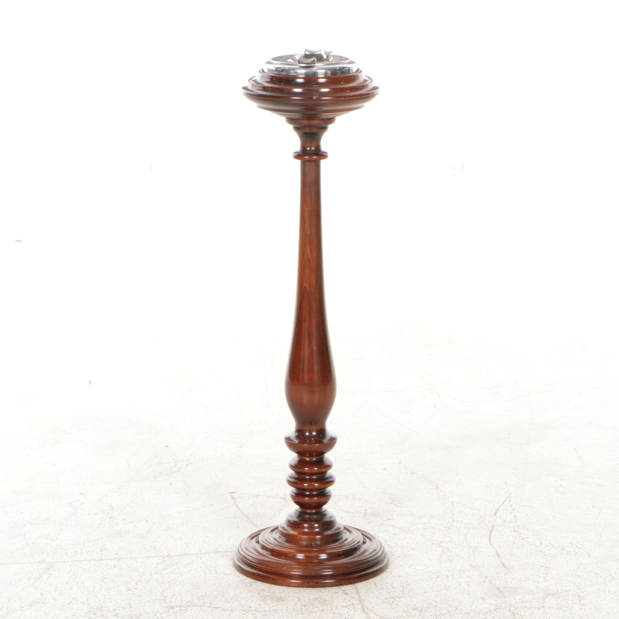 Turned Wood Pedestal Ashtray, Mid-20th Century