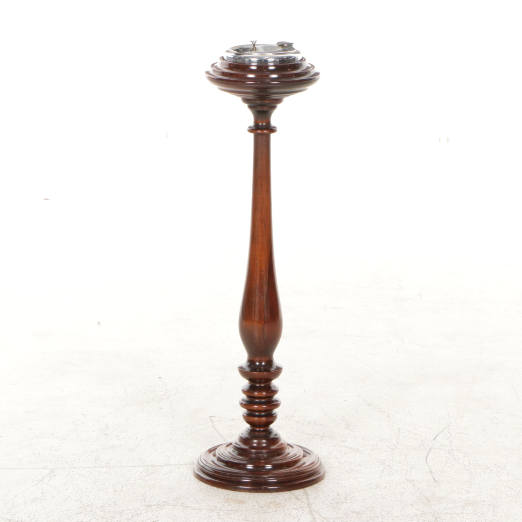 Turned Wood Pedestal Ashtray, Mid-20th Century