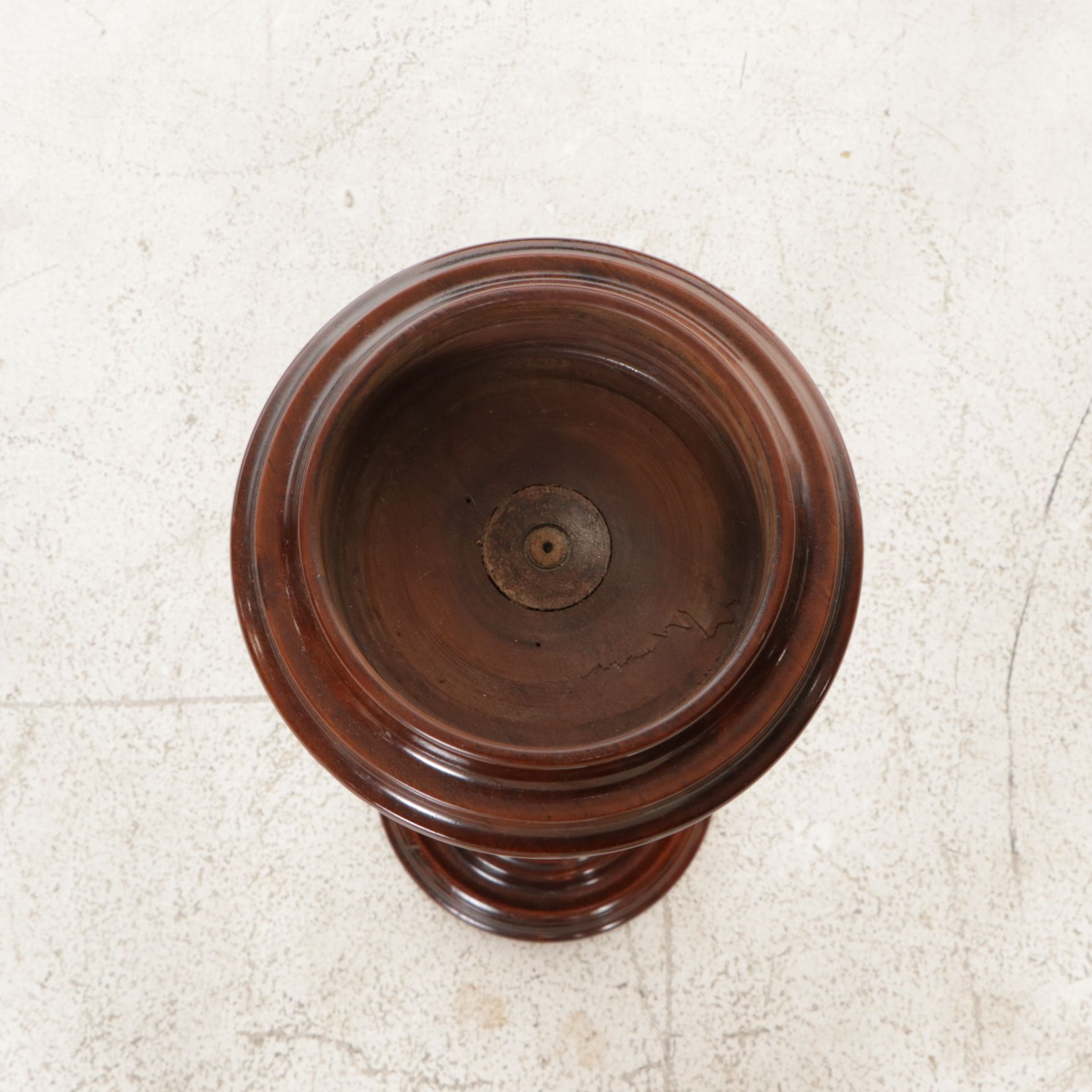 Turned Wood Pedestal Ashtray, Mid-20th Century