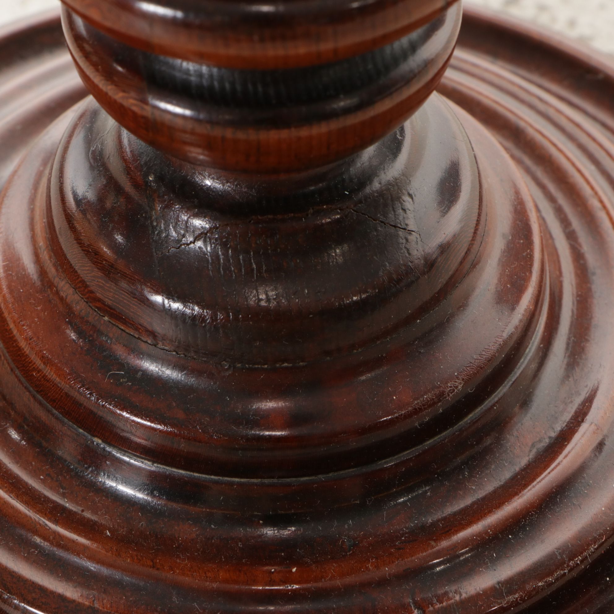 Turned Wood Pedestal Ashtray, Mid-20th Century