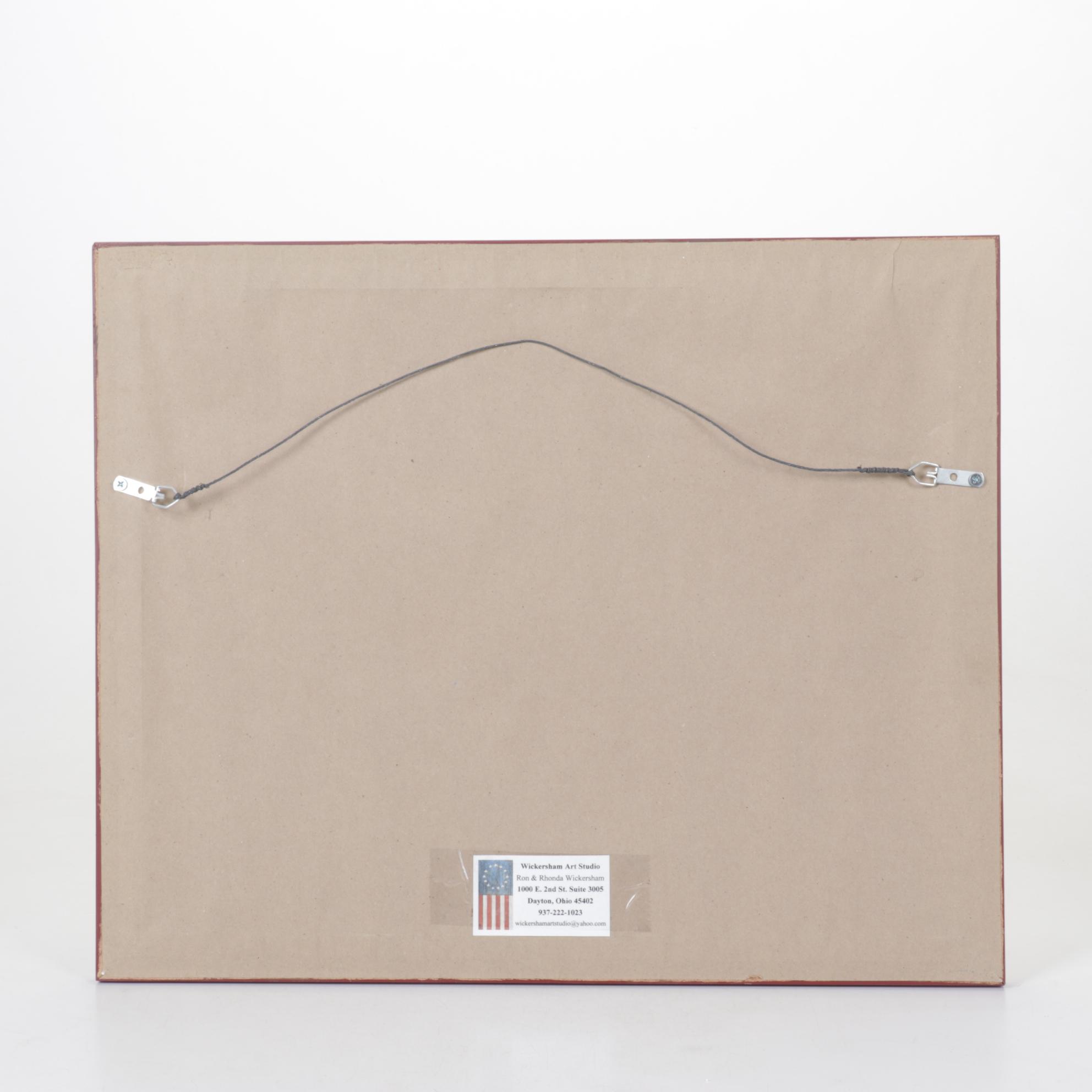 Ron Wickersham Offset Lithograph Still Life of Yarn Bundles and Sewing Utensils