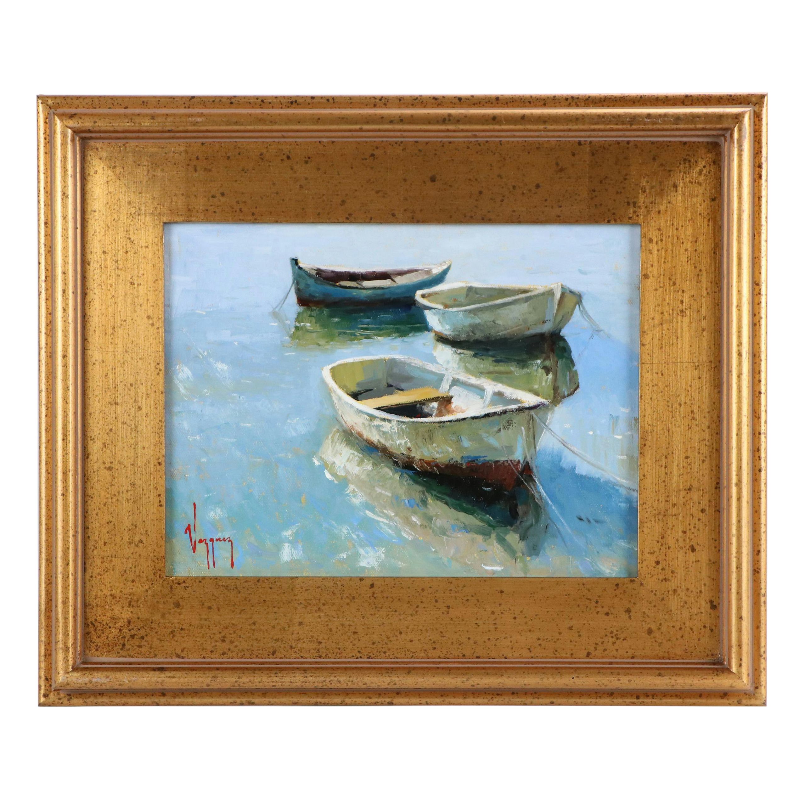 Marco Vazquez Oil Painting "Three Boats," 2025