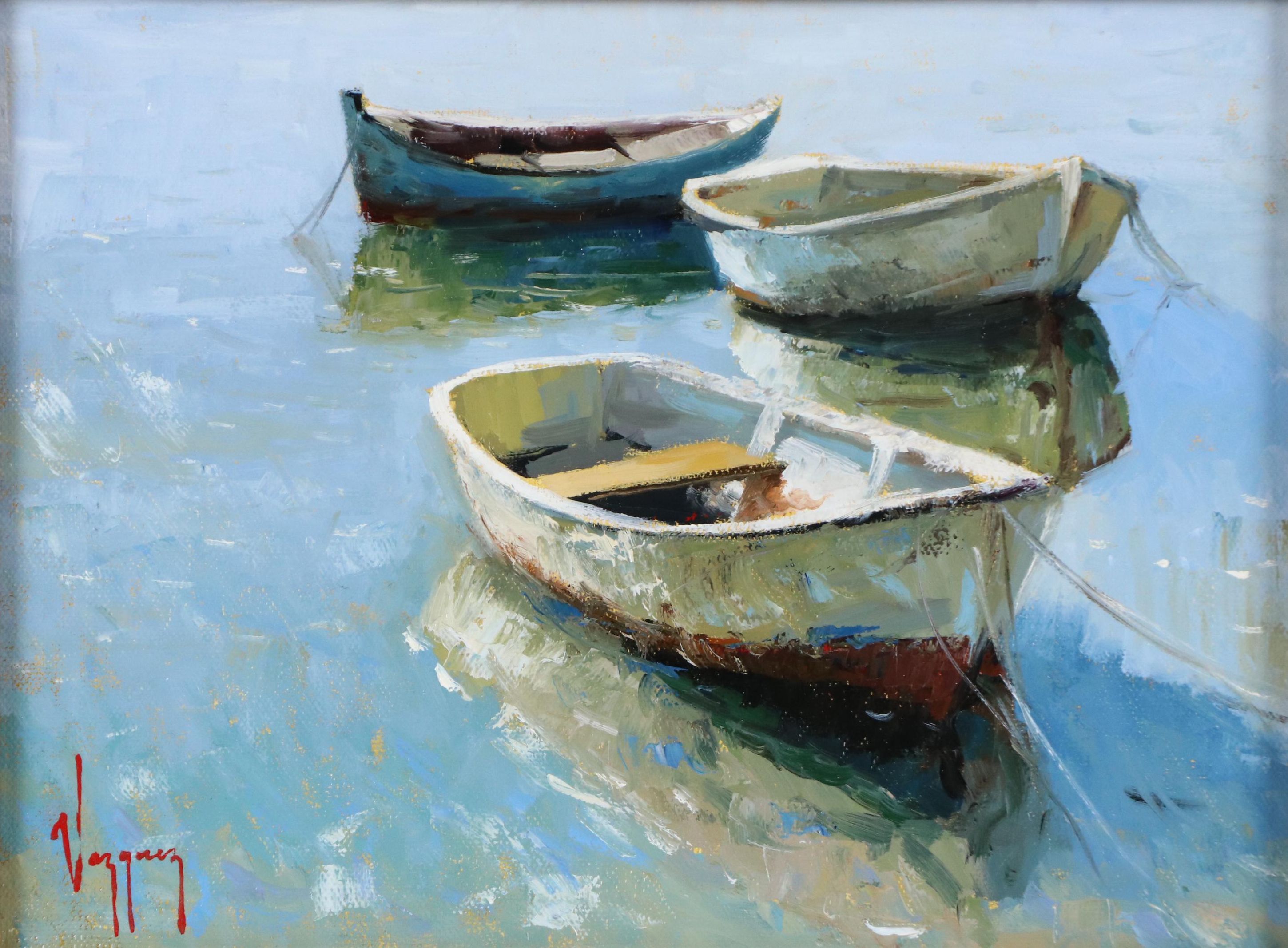 Marco Vazquez Oil Painting "Three Boats," 2025