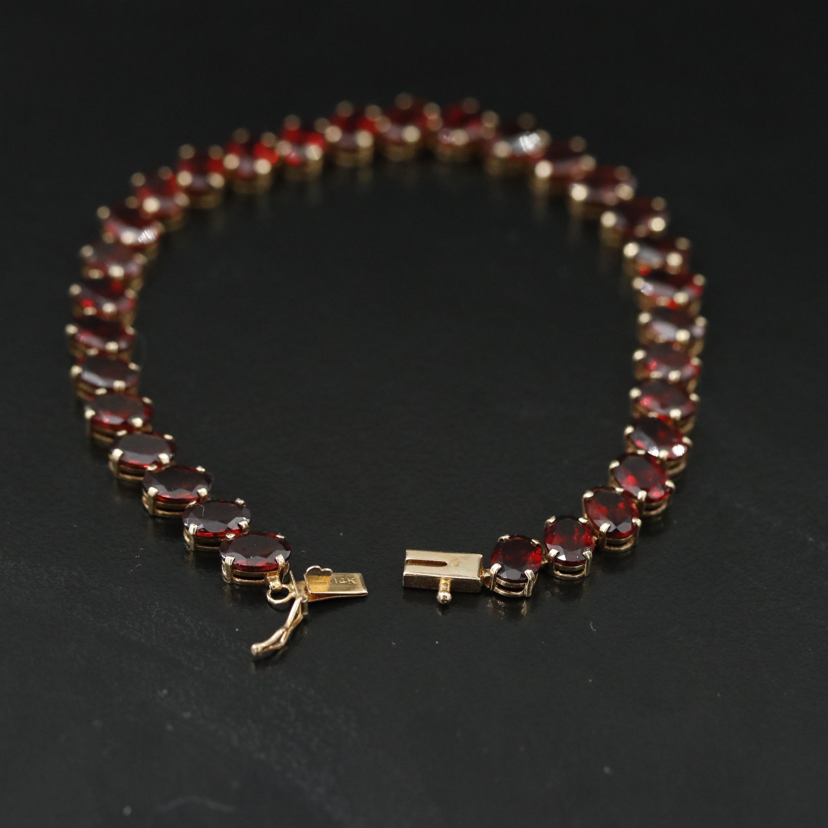 14K Garnet Line Bracelet