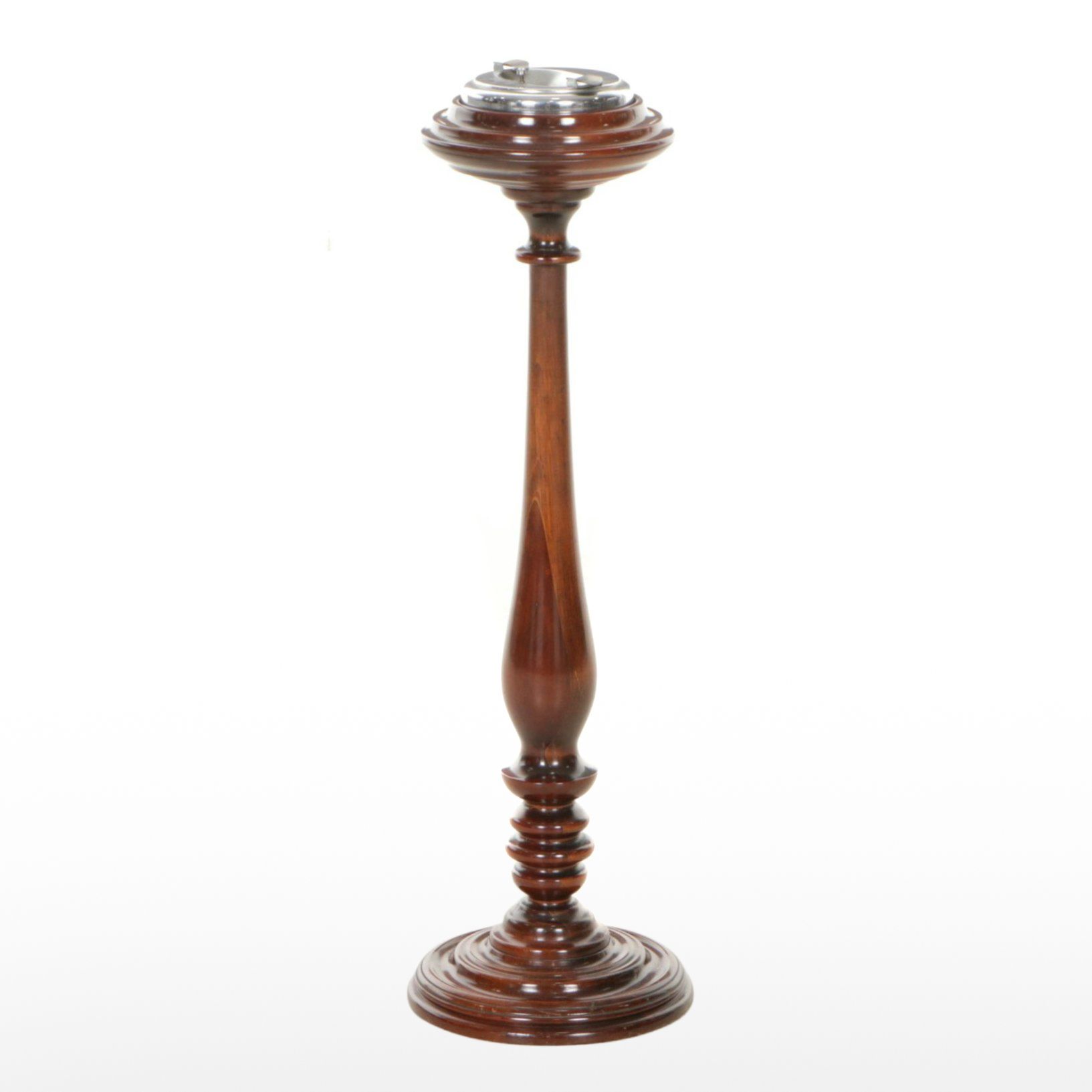 Turned Wood Pedestal Ashtray, Mid-20th Century