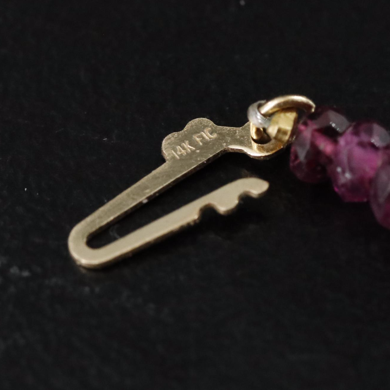 Pearl and Rhodolite Garnet  Necklace with 14K Clasp