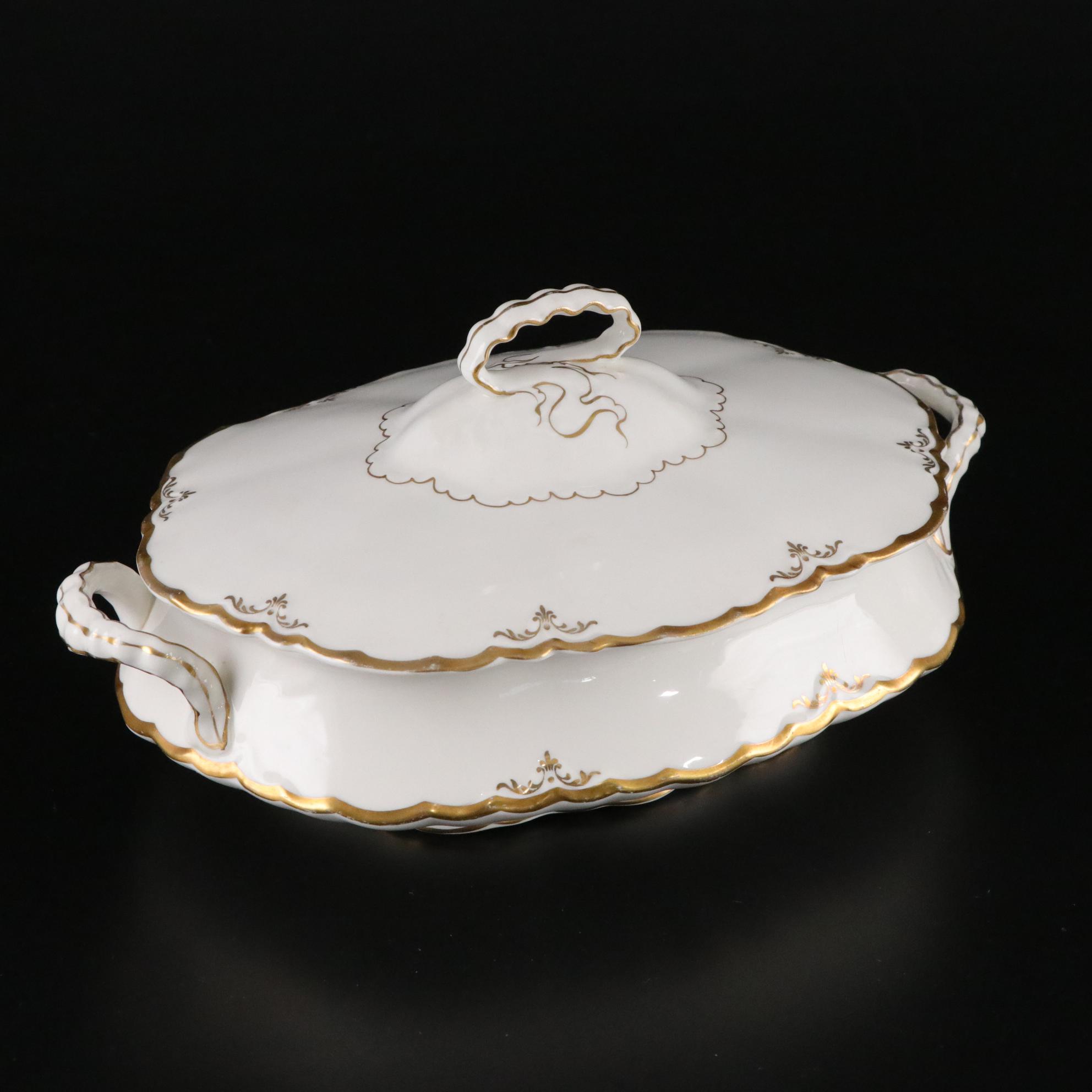 Sterling Silver Shoe Horn & Button Hook with Porcelain Dinnerware