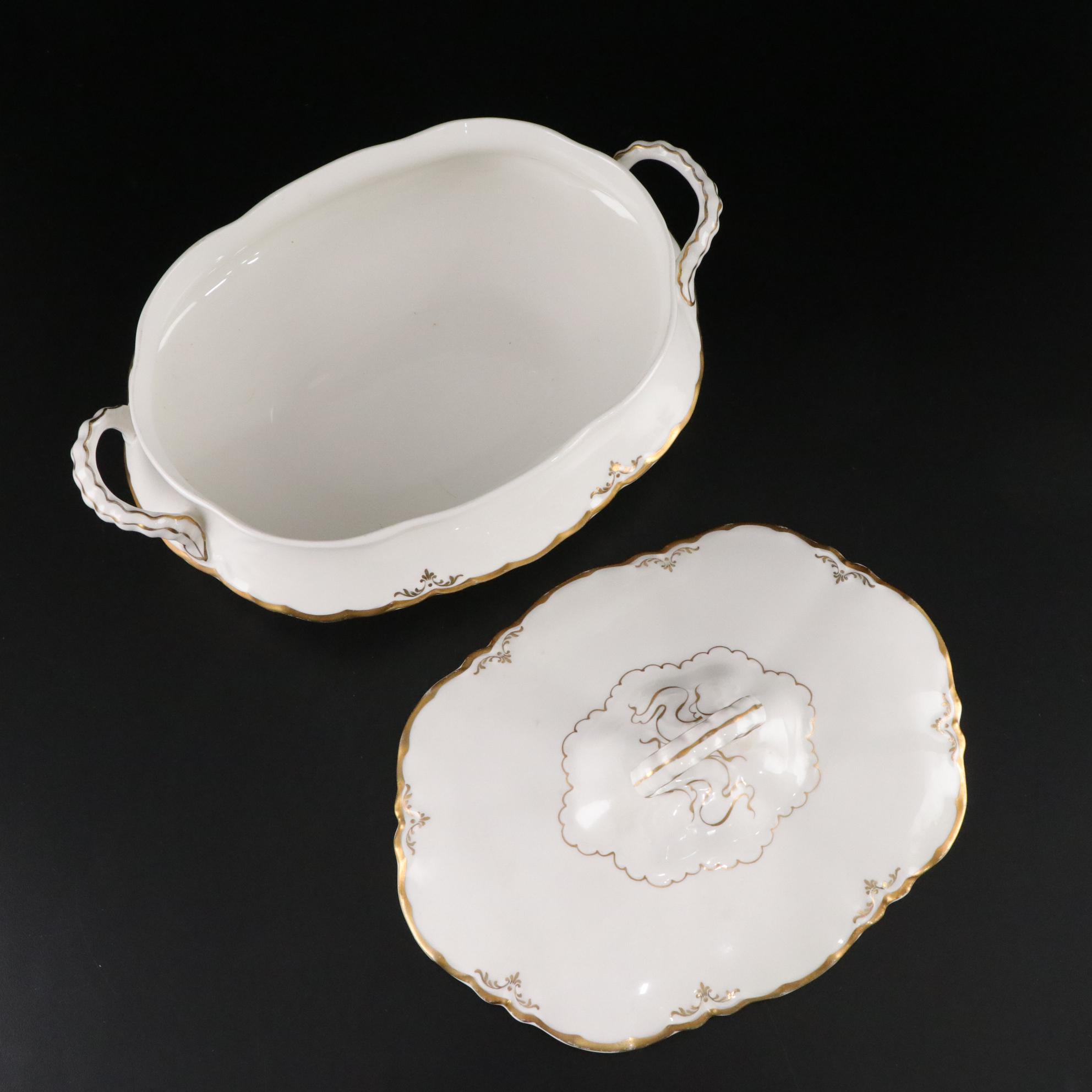 Sterling Silver Shoe Horn & Button Hook with Porcelain Dinnerware