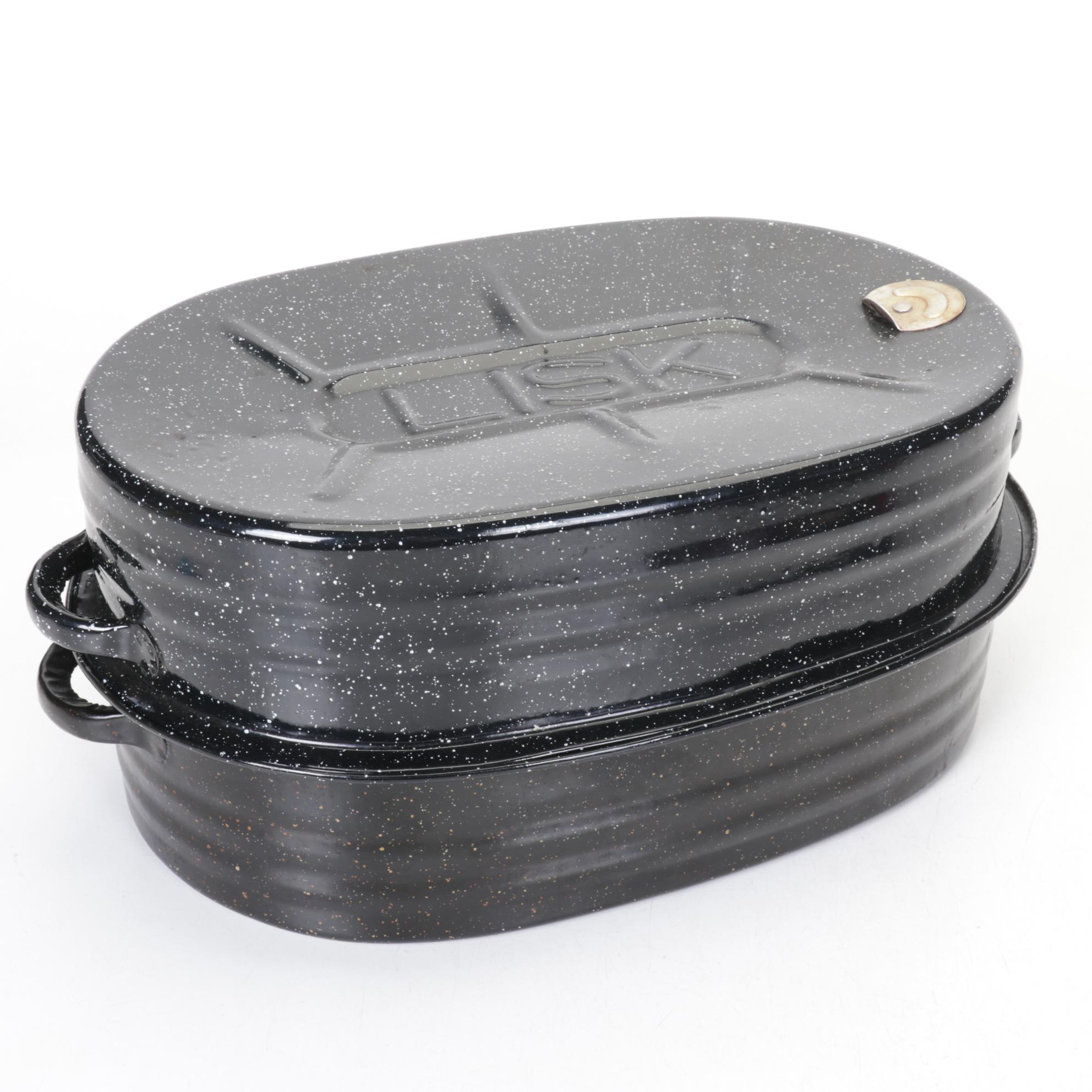 Enamelware Rosting Pans with Regent Sheffield Carving Set and Cutlery