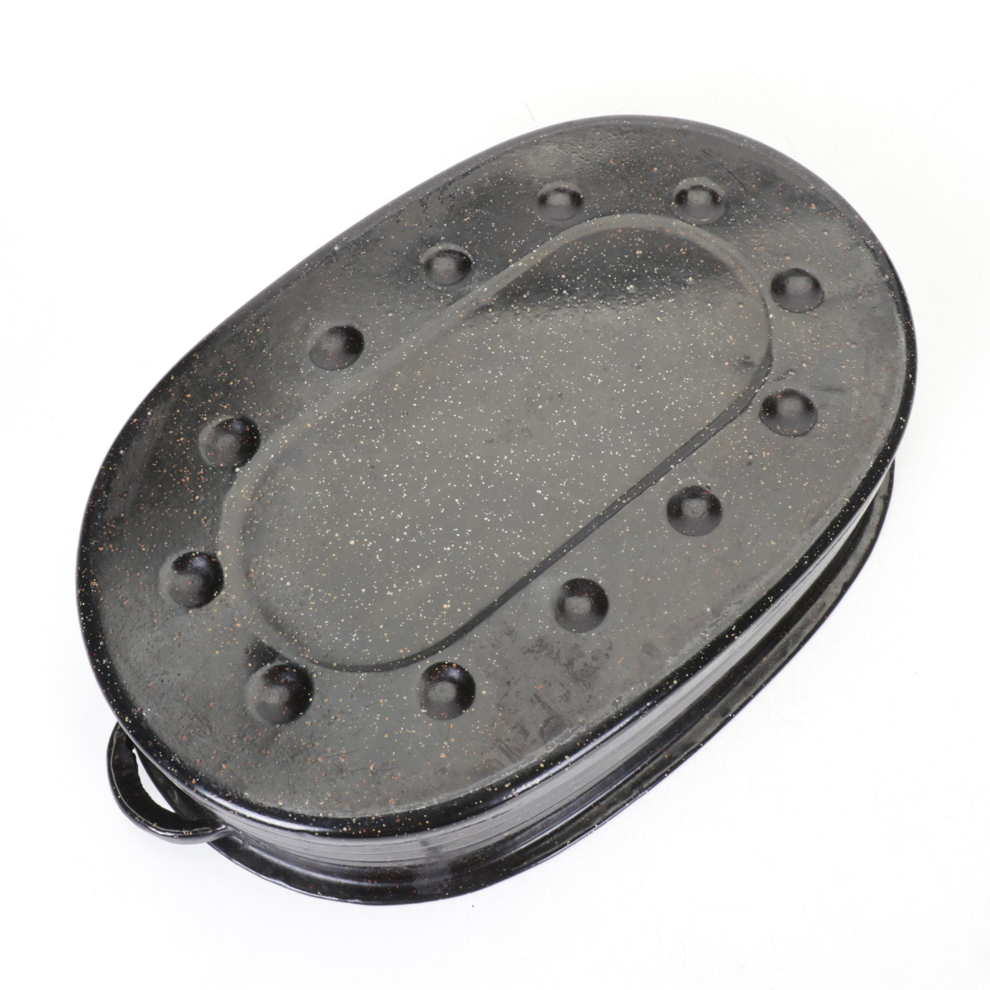 Enamelware Rosting Pans with Regent Sheffield Carving Set and Cutlery