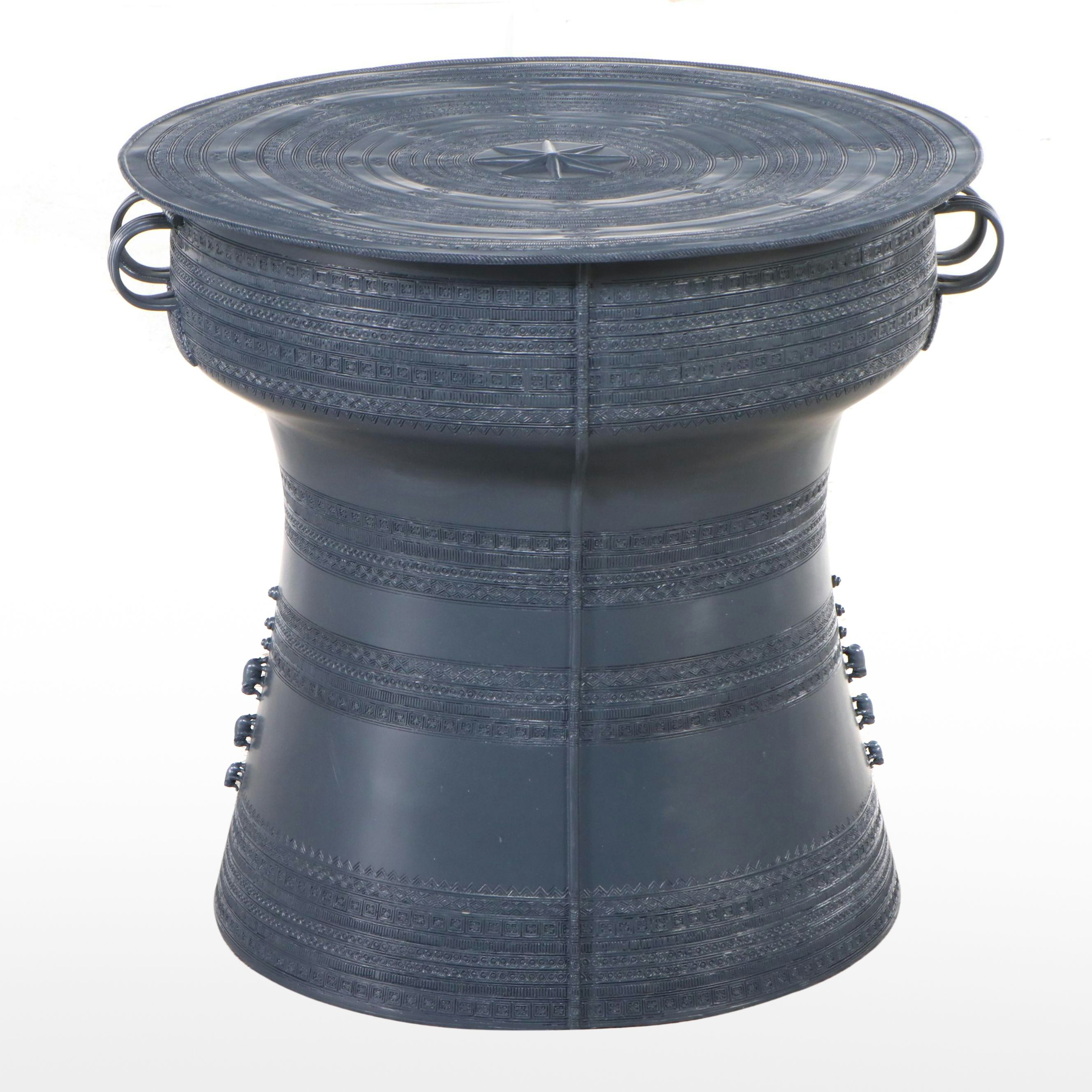 Thai Style Embossed Metal Rain Drum Table