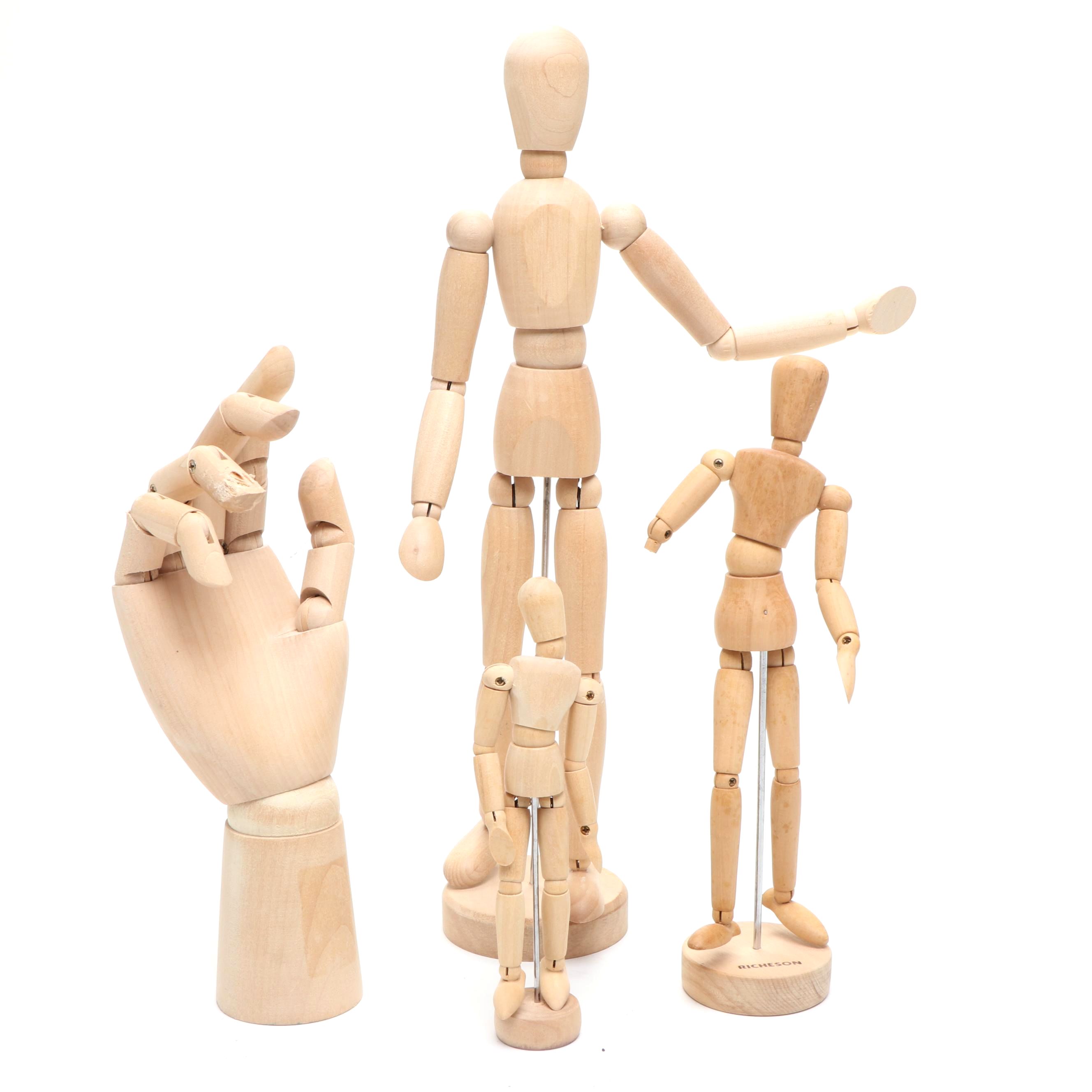 Posable Wood Mannequins and Hand for Life Drawing