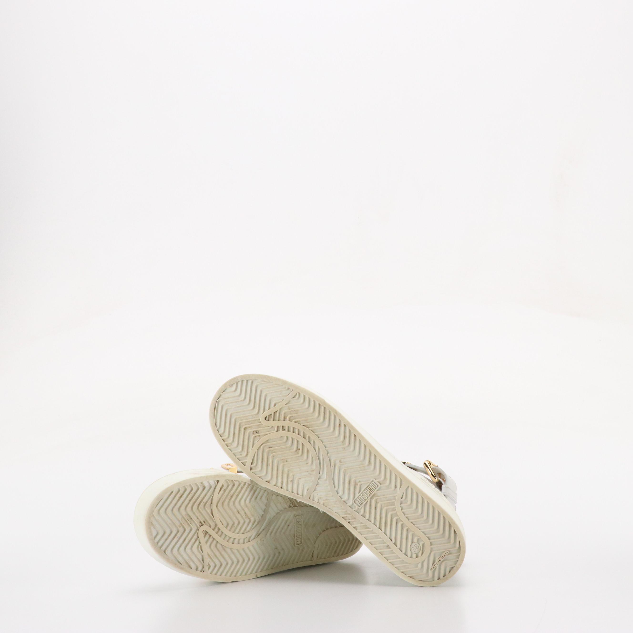 Moschino Couture! Raised Logo High Top Leather Sneakers with Box