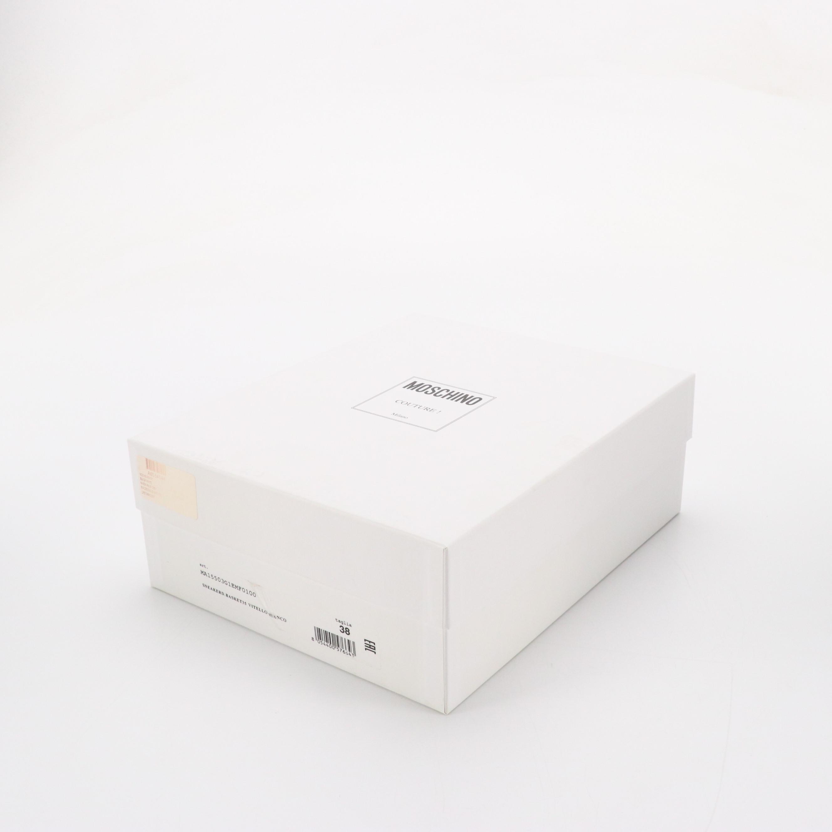 Moschino Couture! Raised Logo High Top Leather Sneakers with Box