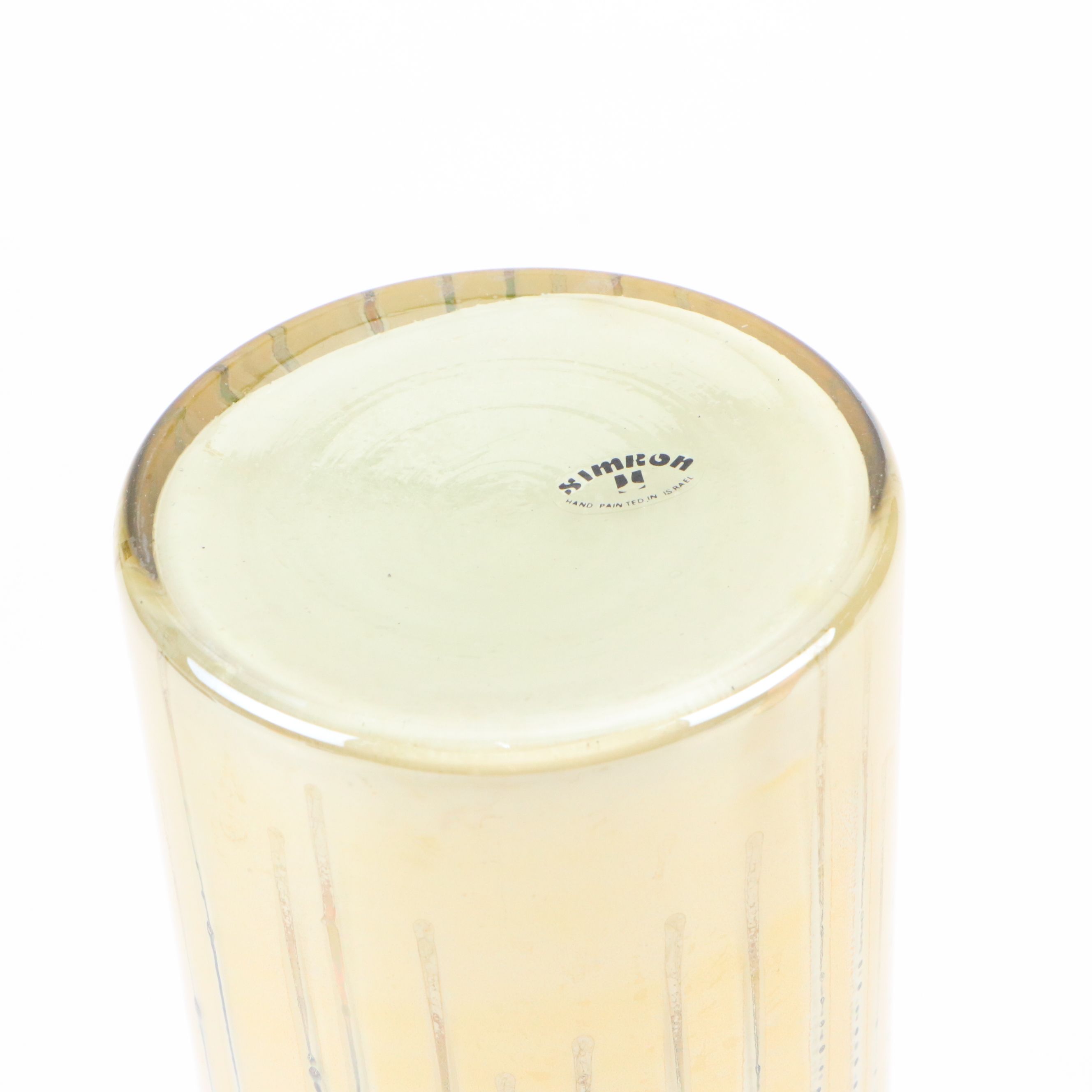 Simron Israel Hand-Painted Abstract Glass Candle Holders