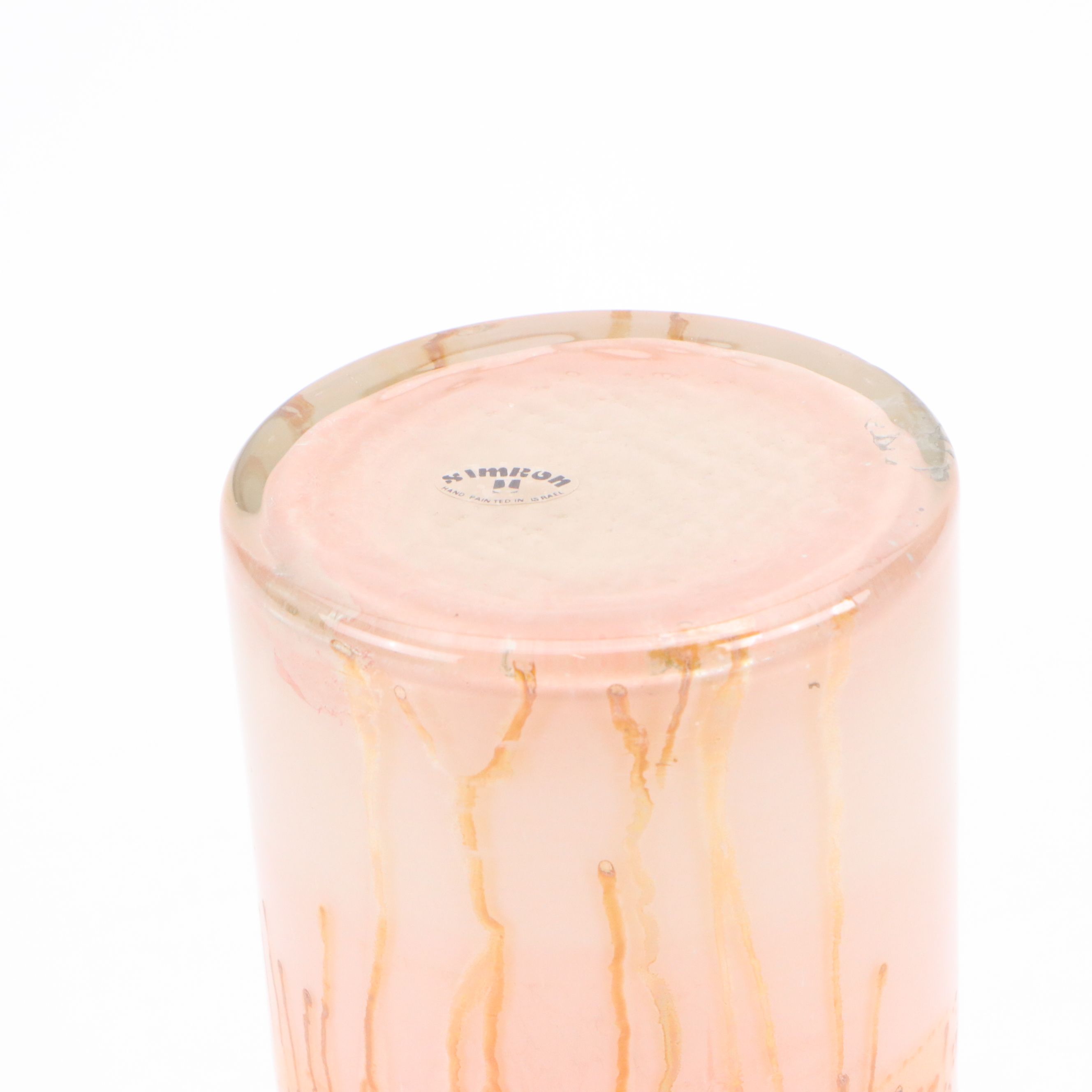 Simron Israel Hand-Painted Abstract Glass Candle Holders