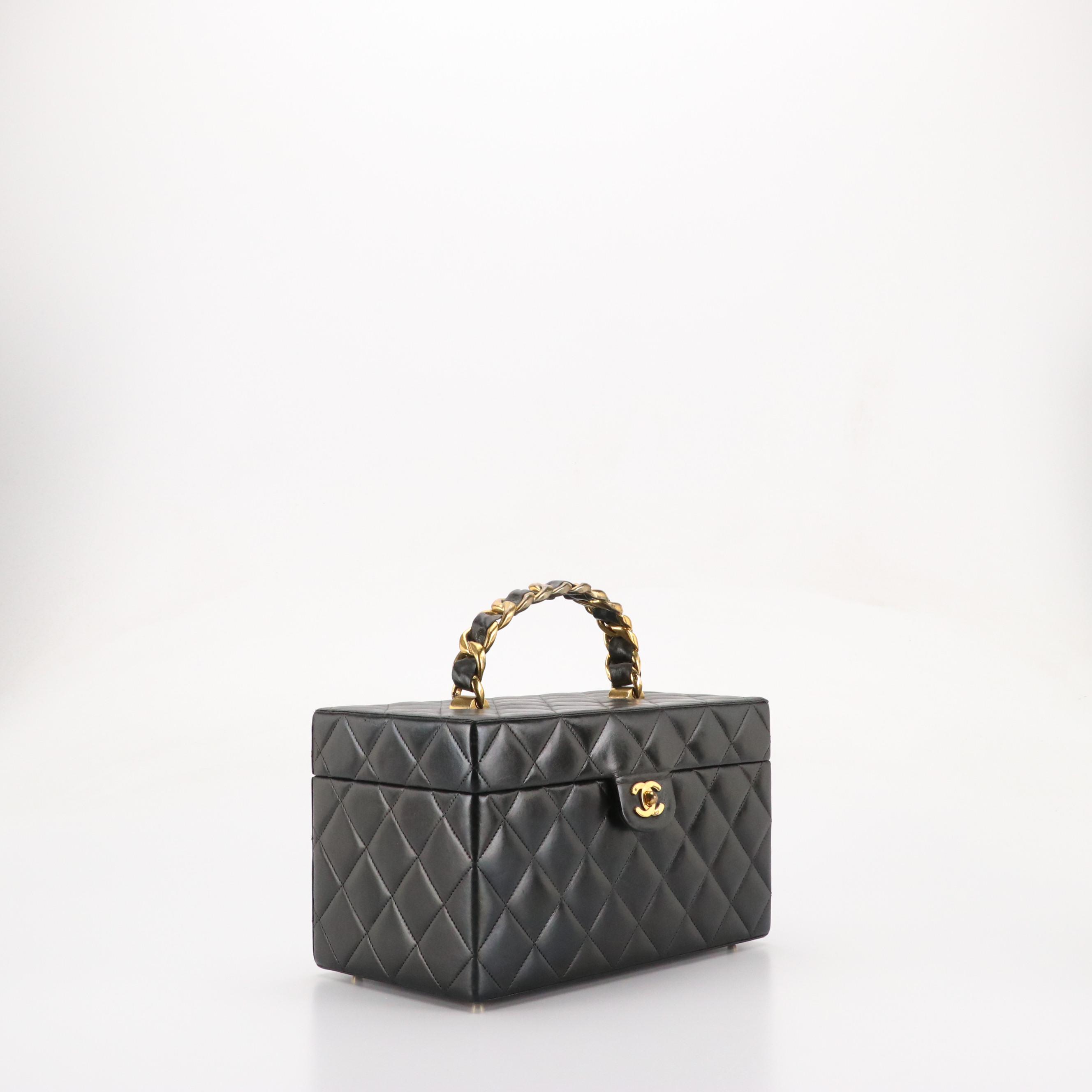 Chanel Top Handle Large Vanity Case in Quilted Lambskin Leather