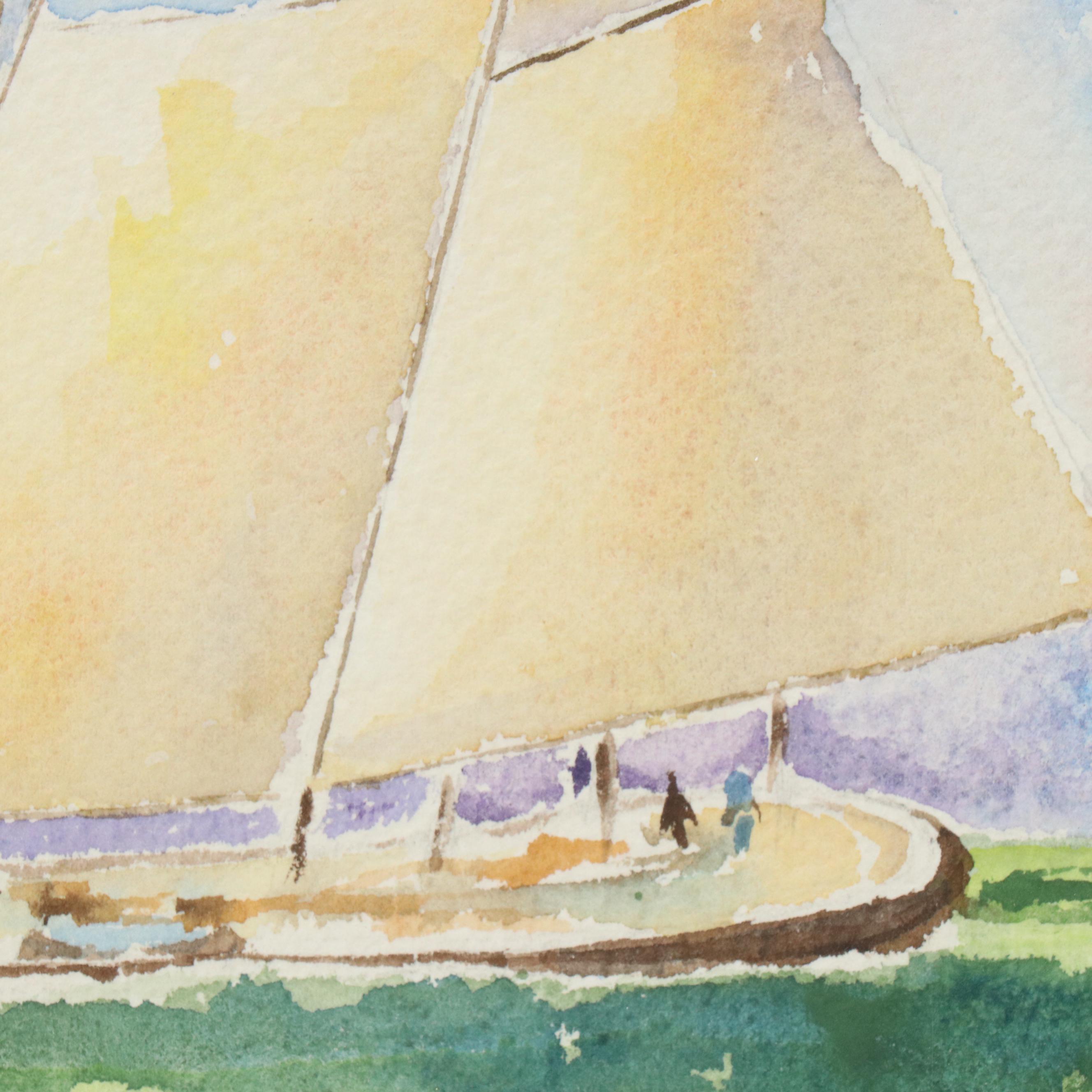 Marge Cramer Maritime Watercolor Paintings of Sailboats, 1987
