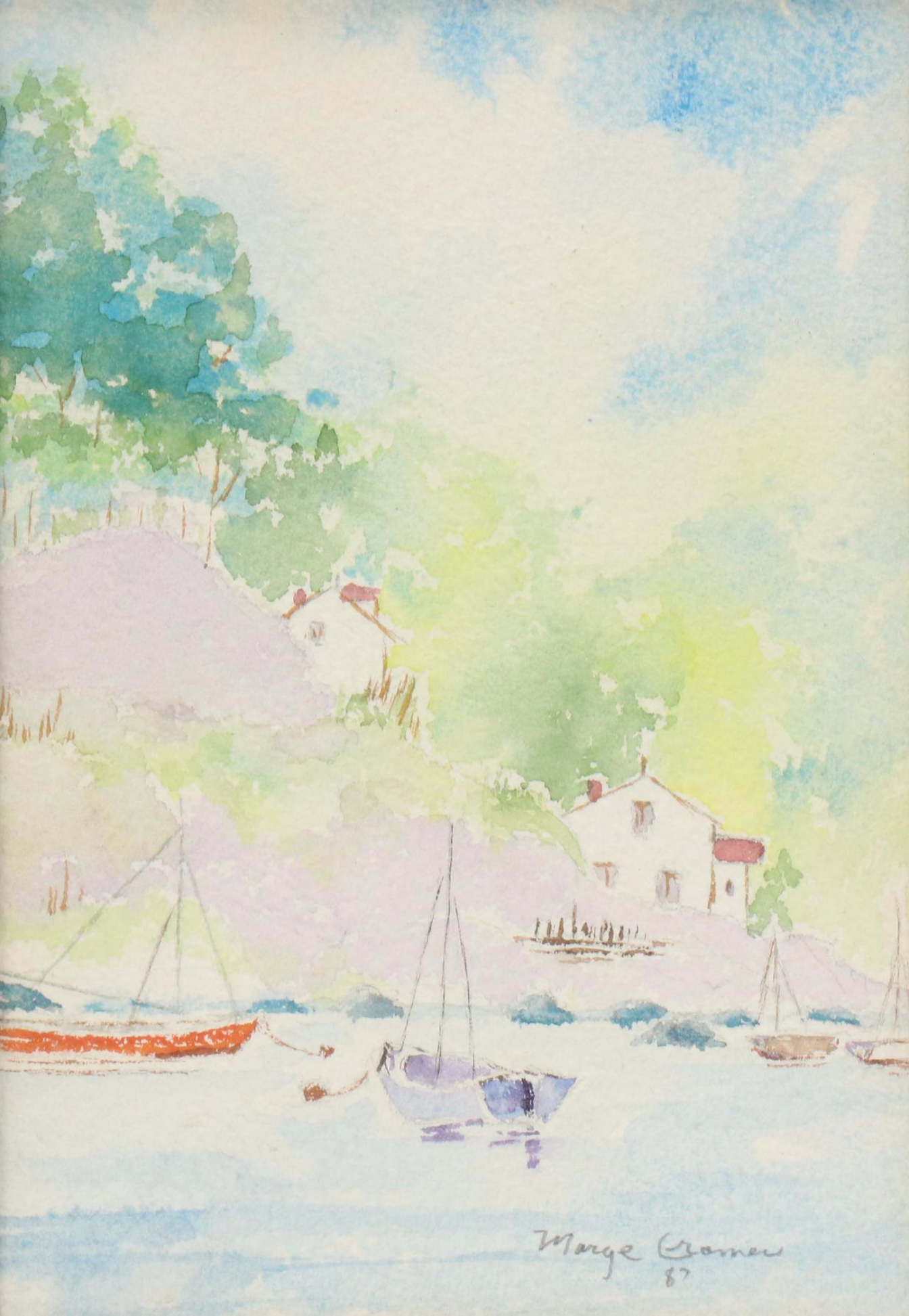 Marge Cramer Maritime Watercolor Paintings of Sailboats, 1987