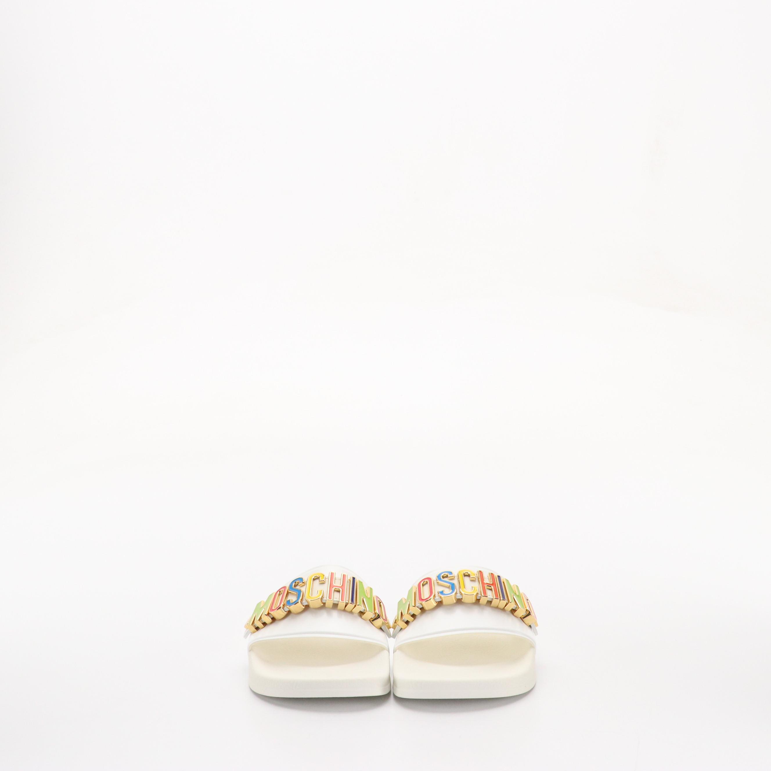 Moschino Couture! Multicolor Raised Logo Pool Slides with Box