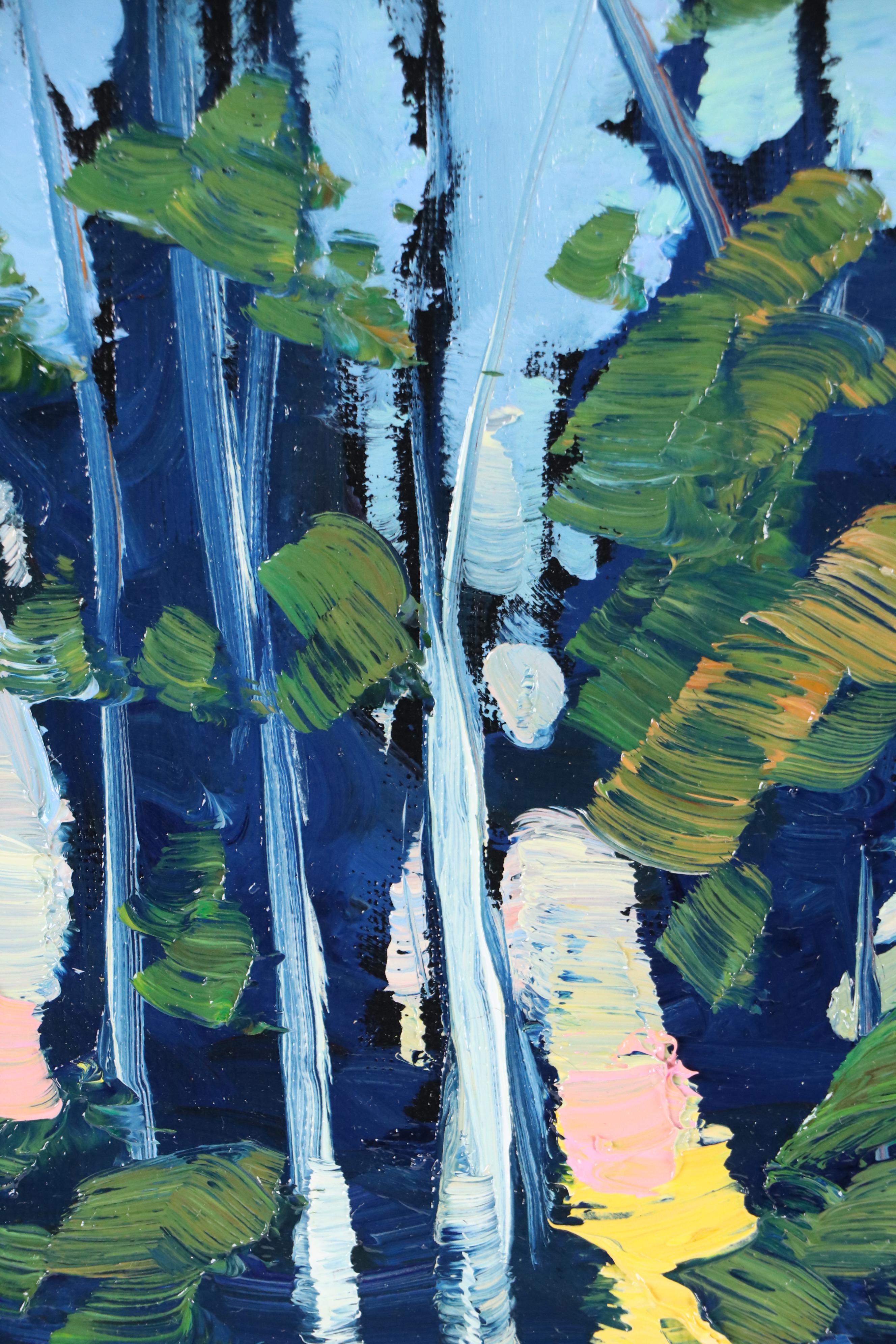 William Hawkins Stylized Sunset Landscape Oil Painting, 21st Century