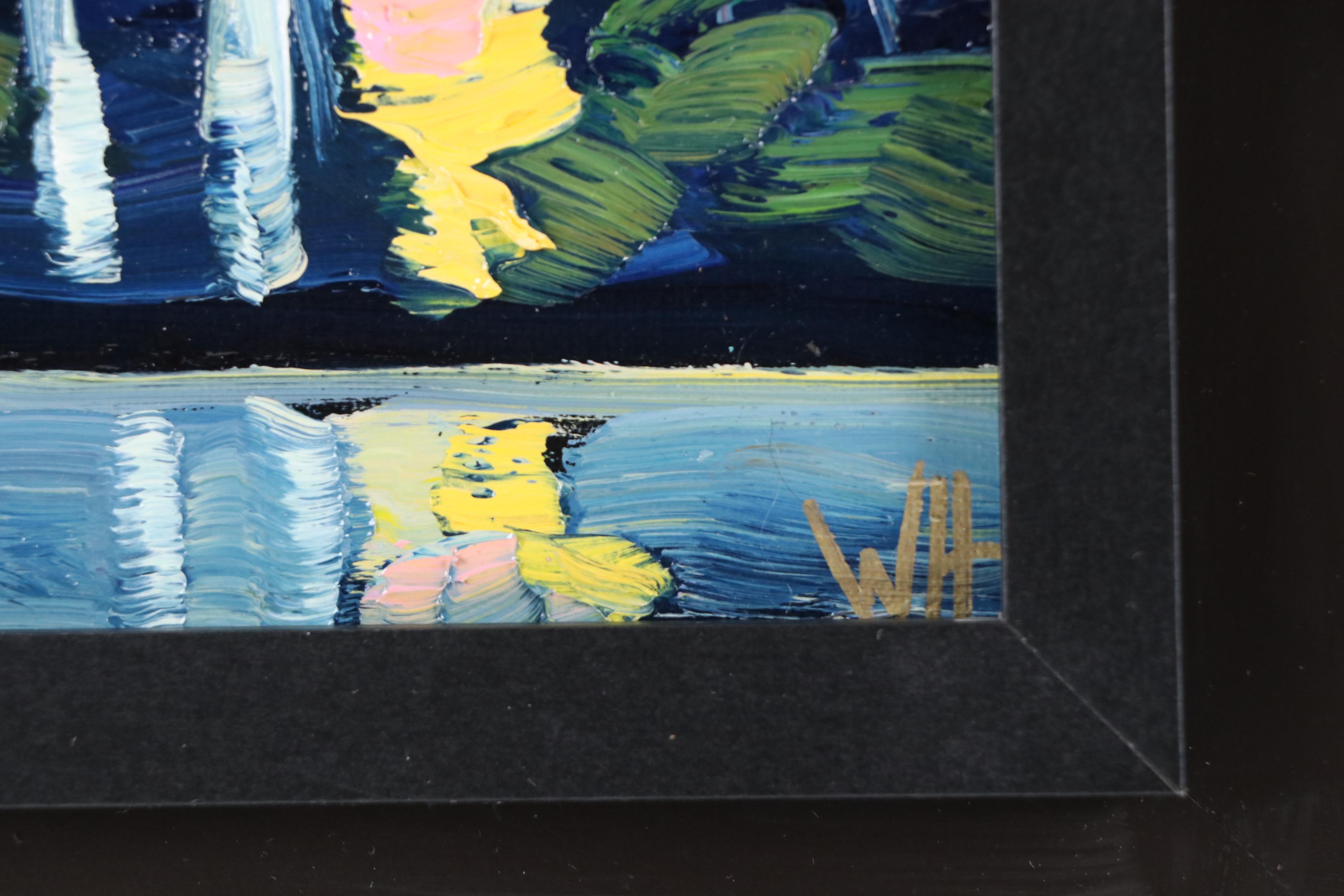 William Hawkins Stylized Sunset Landscape Oil Painting, 21st Century