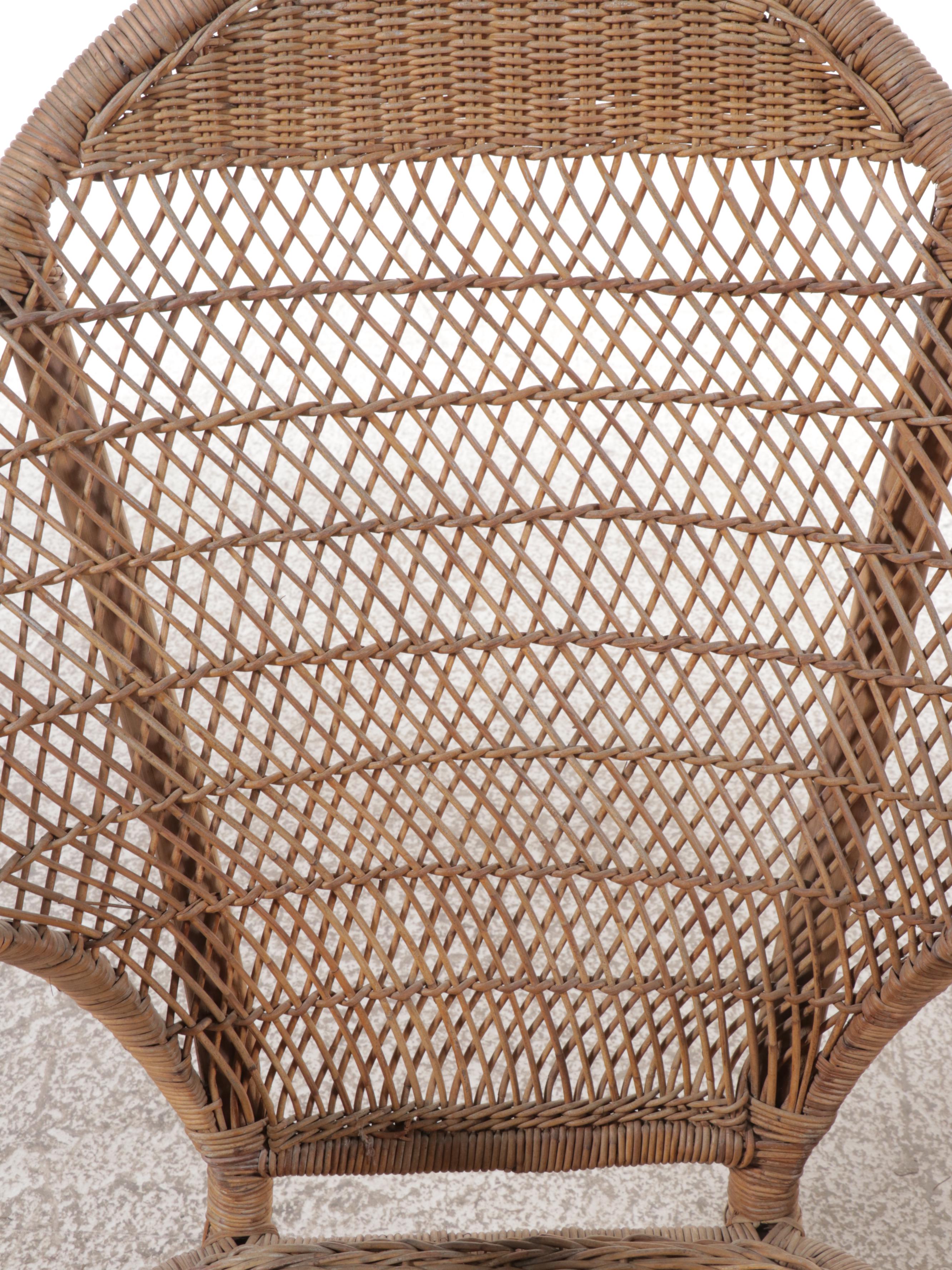 Pair of Rattan Wicker Armchairs, Mid to Late 20th Century