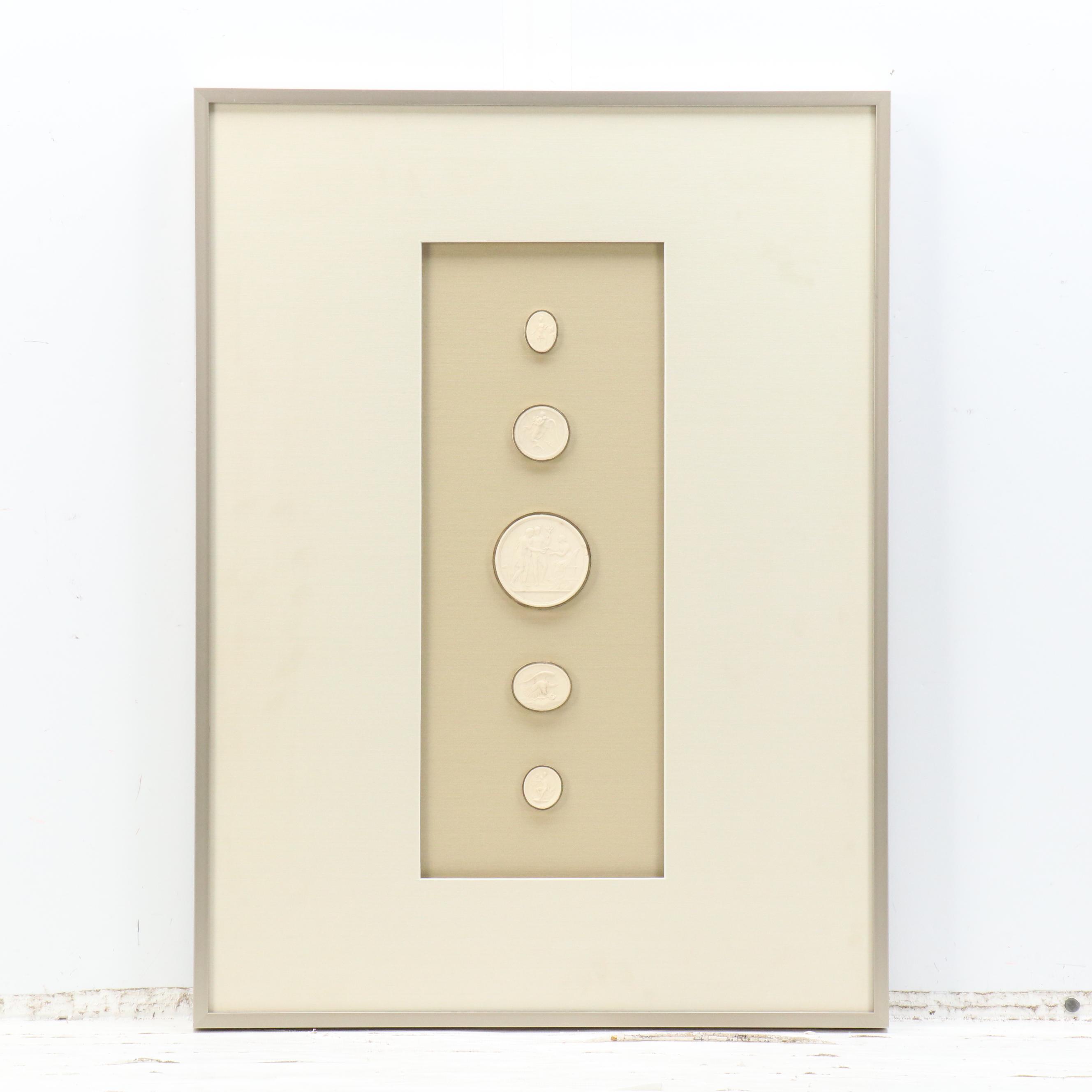 Grand Tour Gilded Wax Intaglio Medallion Collection, 19th Century