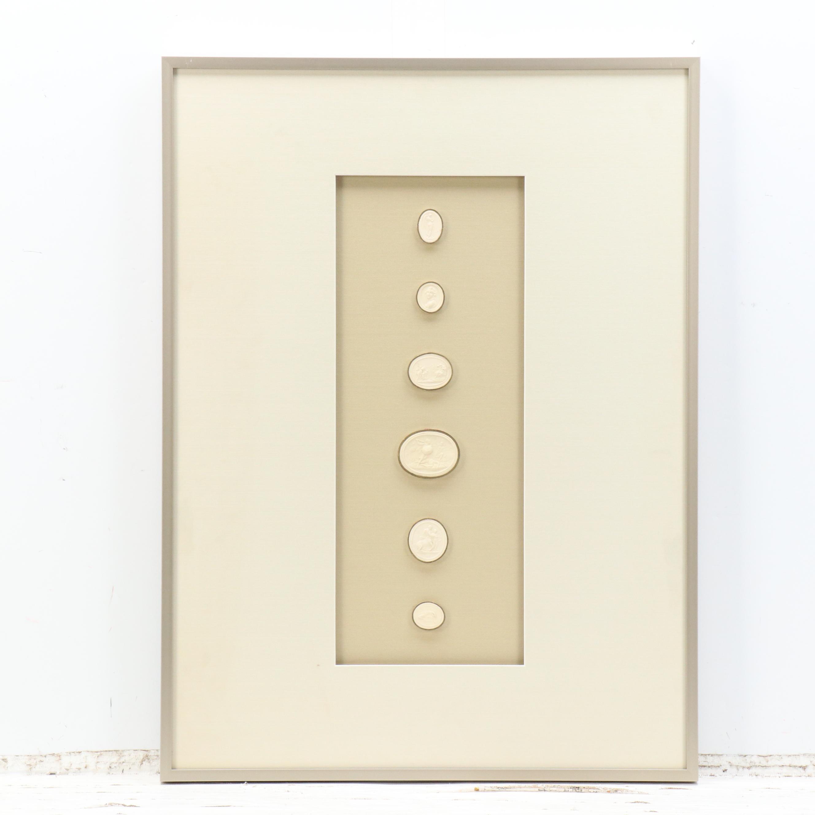 Grand Tour Gilded Wax Intaglio Medallion Collection, 19th Century