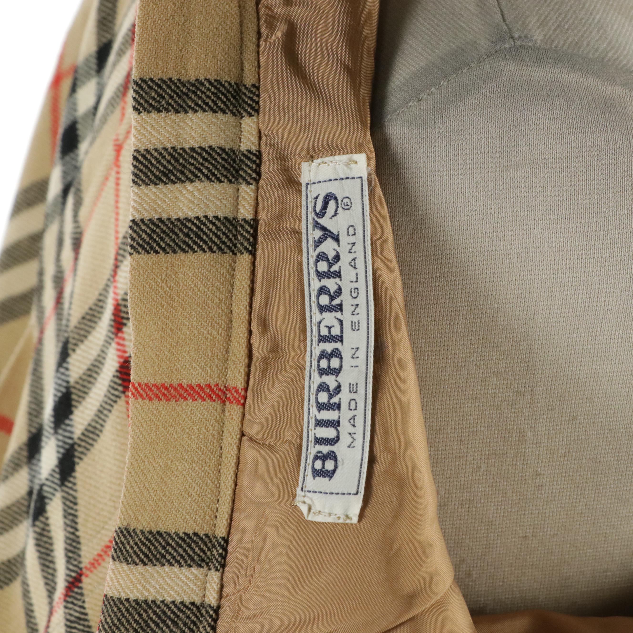 Burberrys Nova Check Wool Pleat Panel Skirt