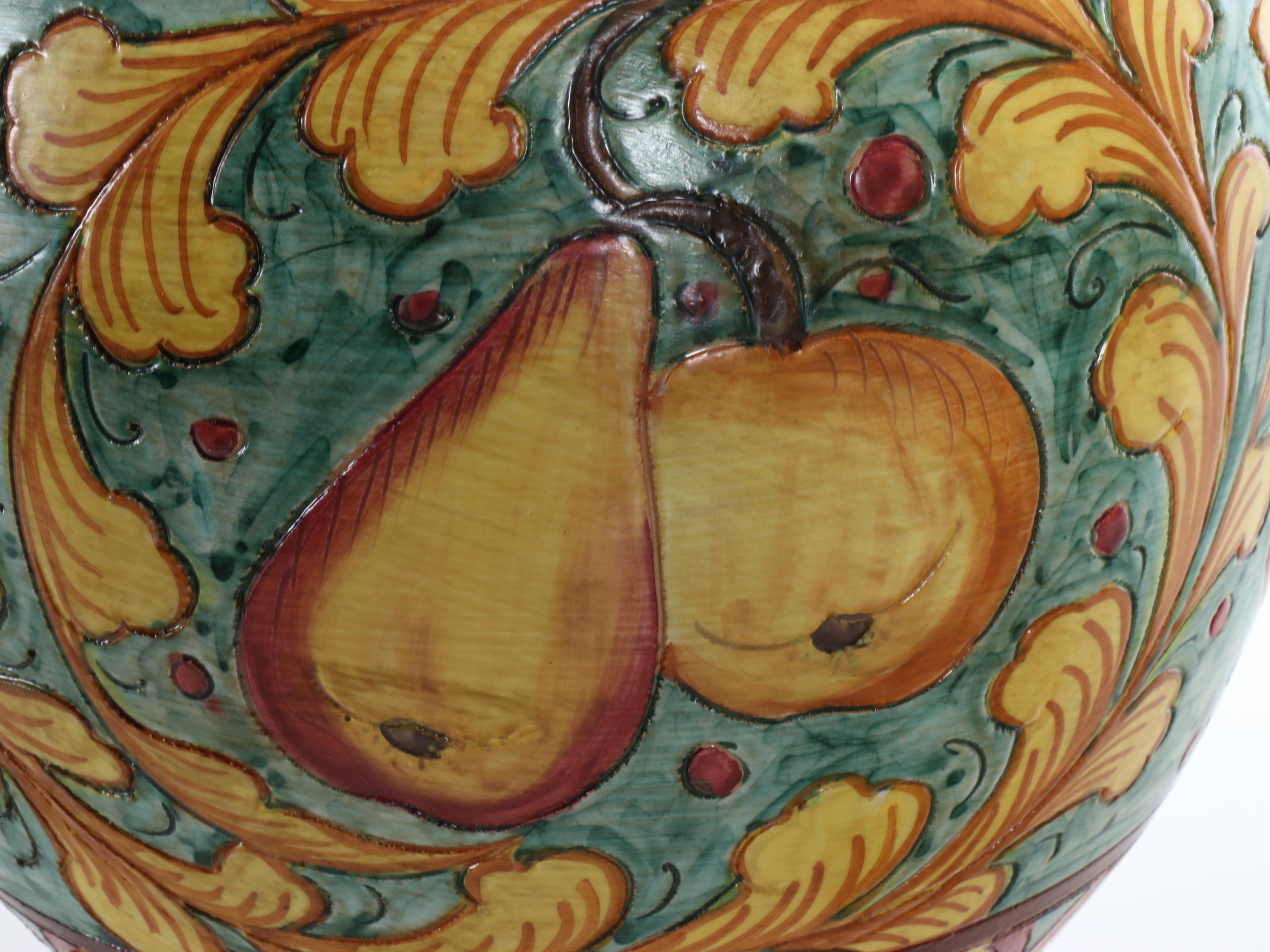 Pair of Deruta Pottery Majolica Ewers on Wood Base